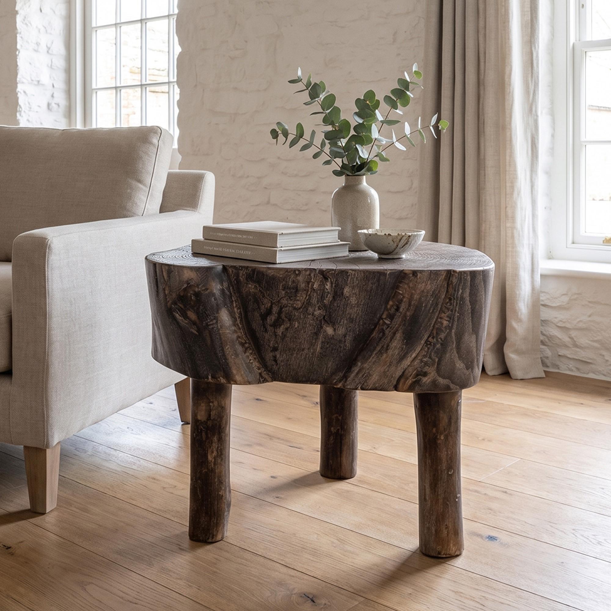 Side Table - Rustic Natural - Elm Wood