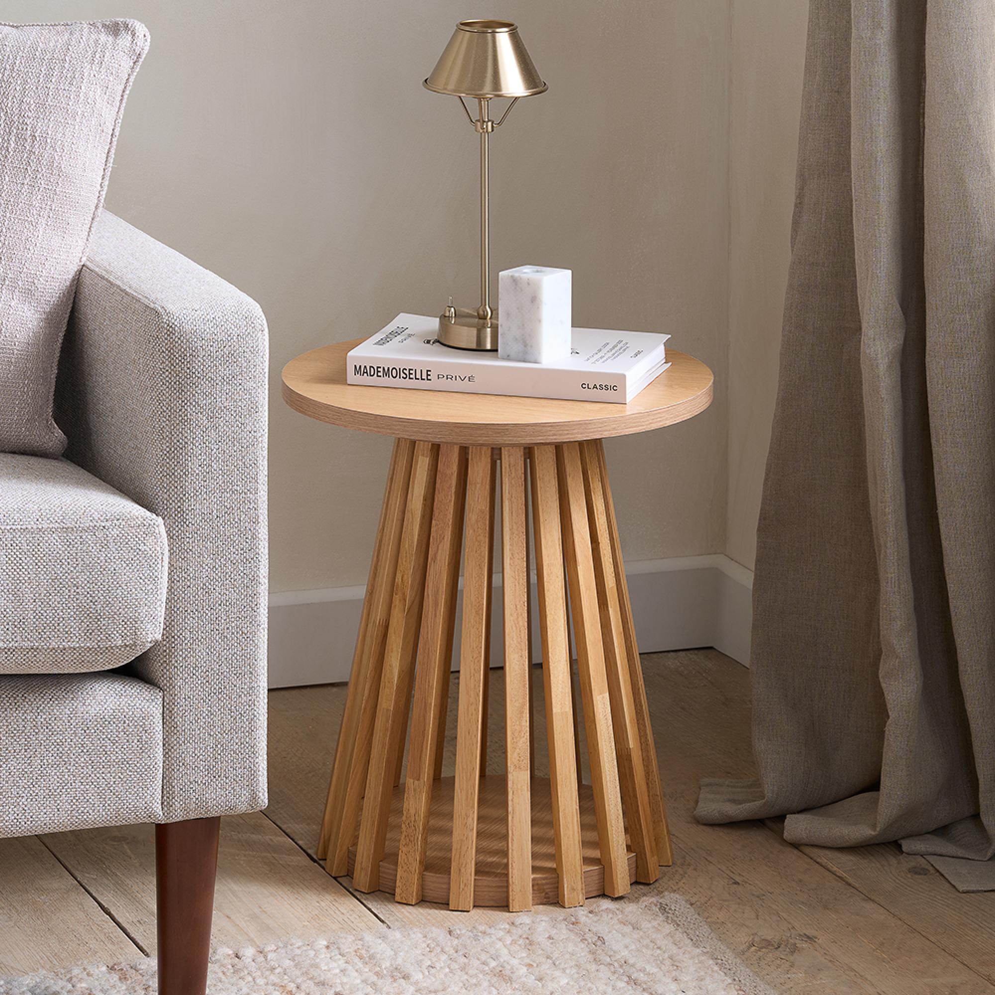 Kylo Oak Lamp Table - Round - Slatted Base