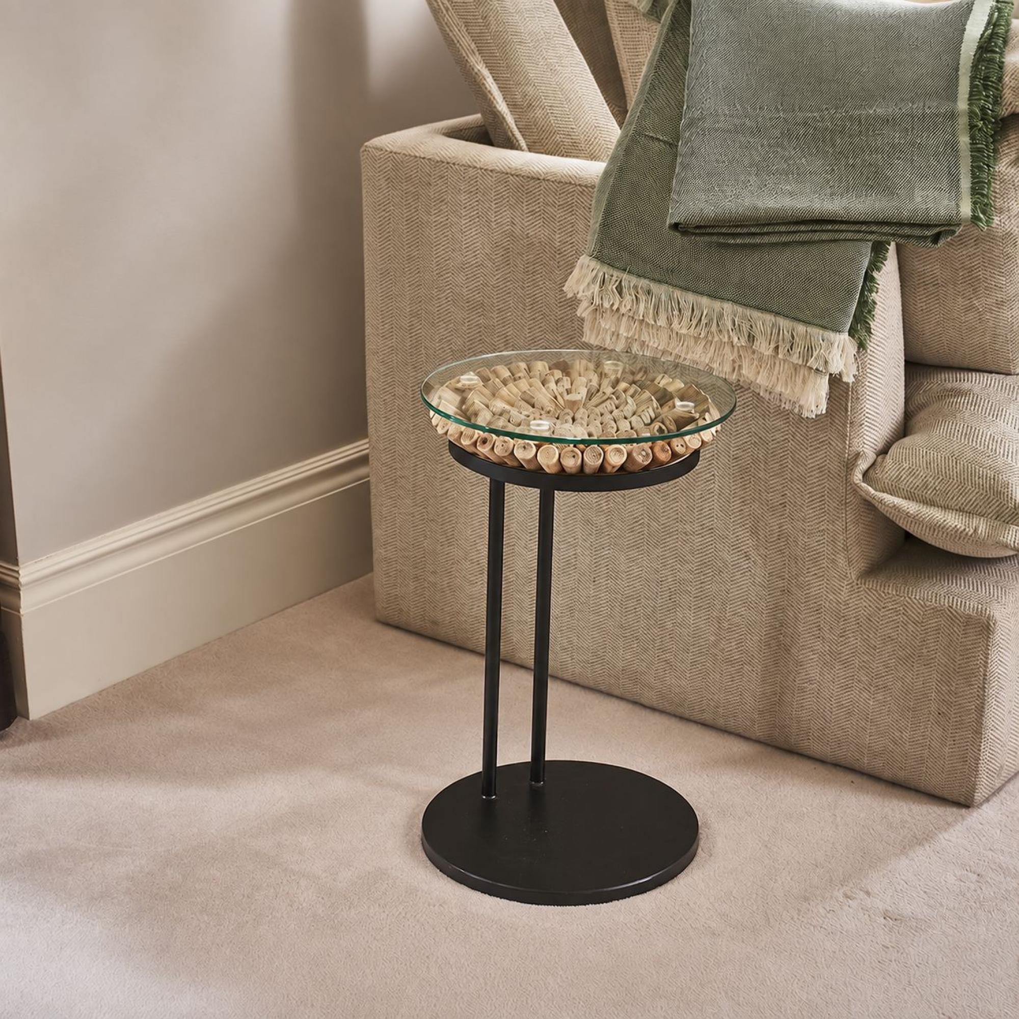 Driftwood Sofa Table - Round - 50cm - Glass Top