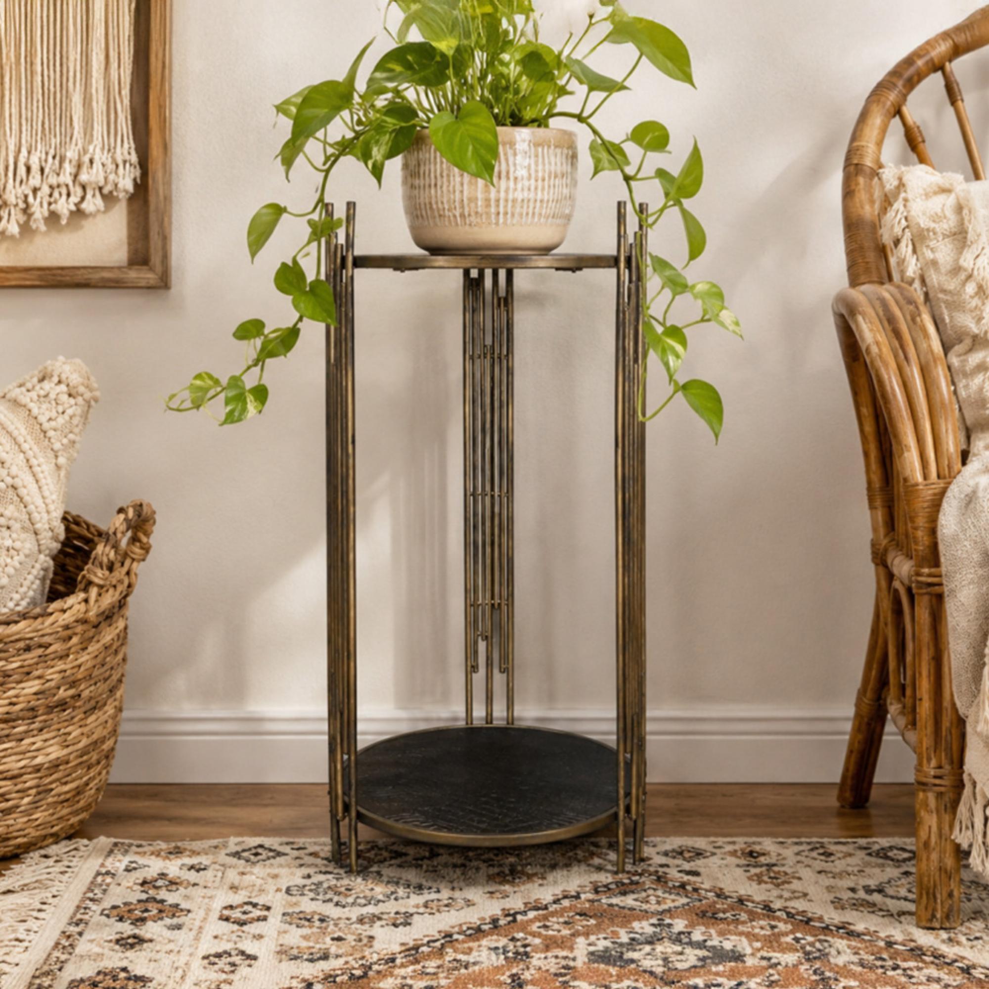 Side Table - Metal - Round - Plant Stand Style