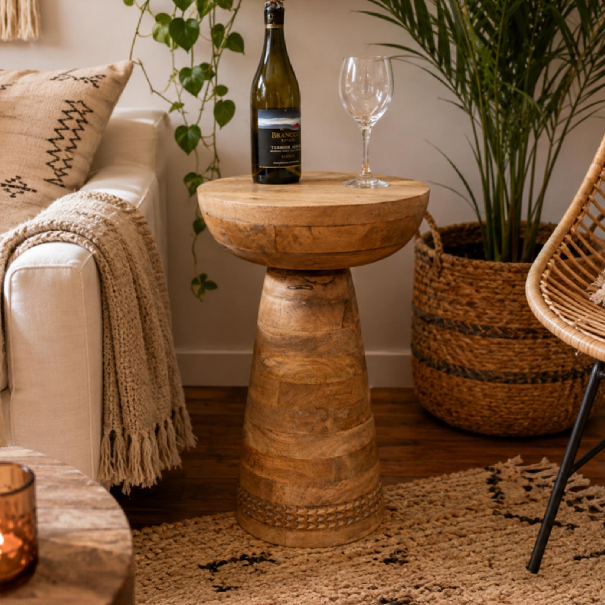 Side Table - Wooden - Round Pedestal Style