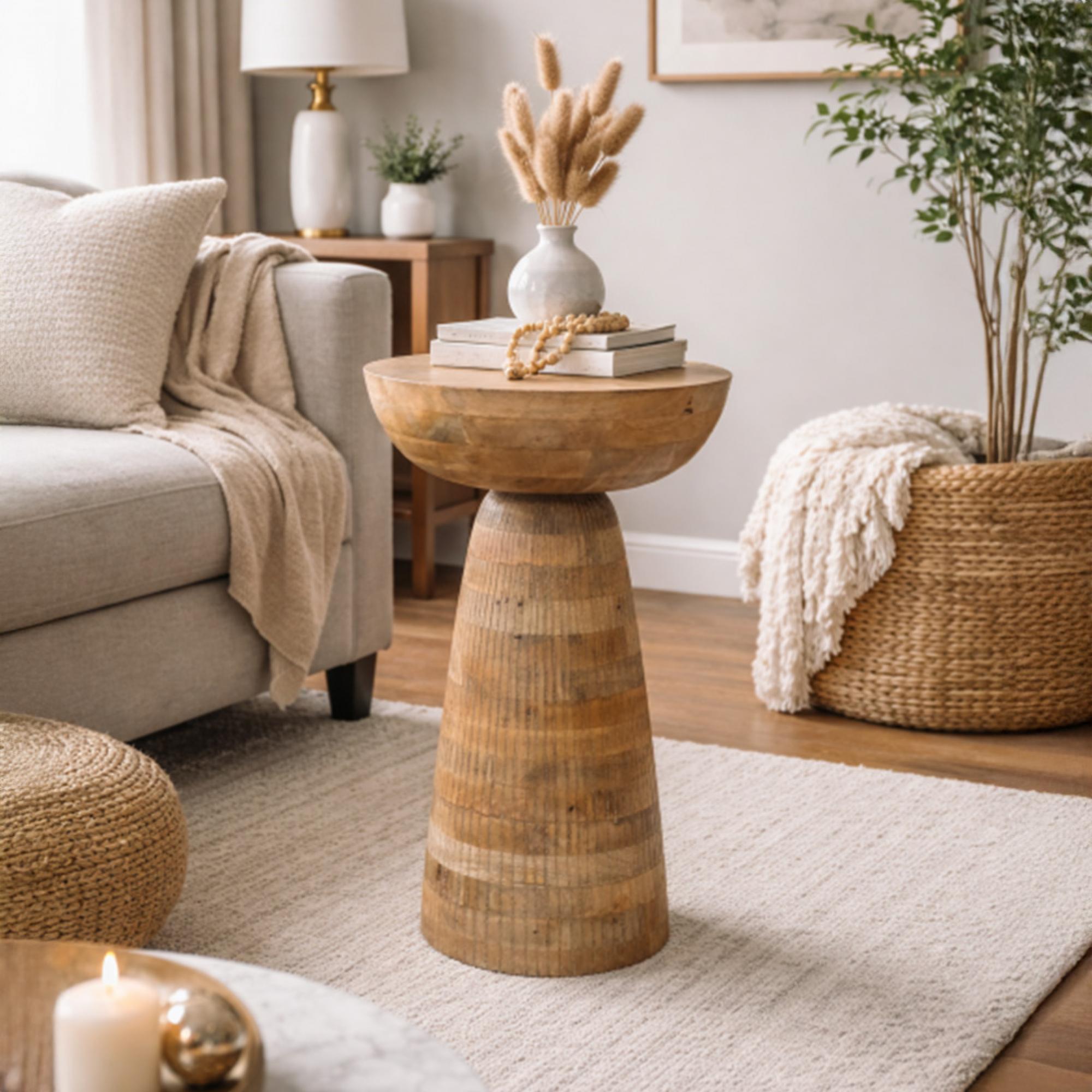 Side Table - Round - Wooden - 8958