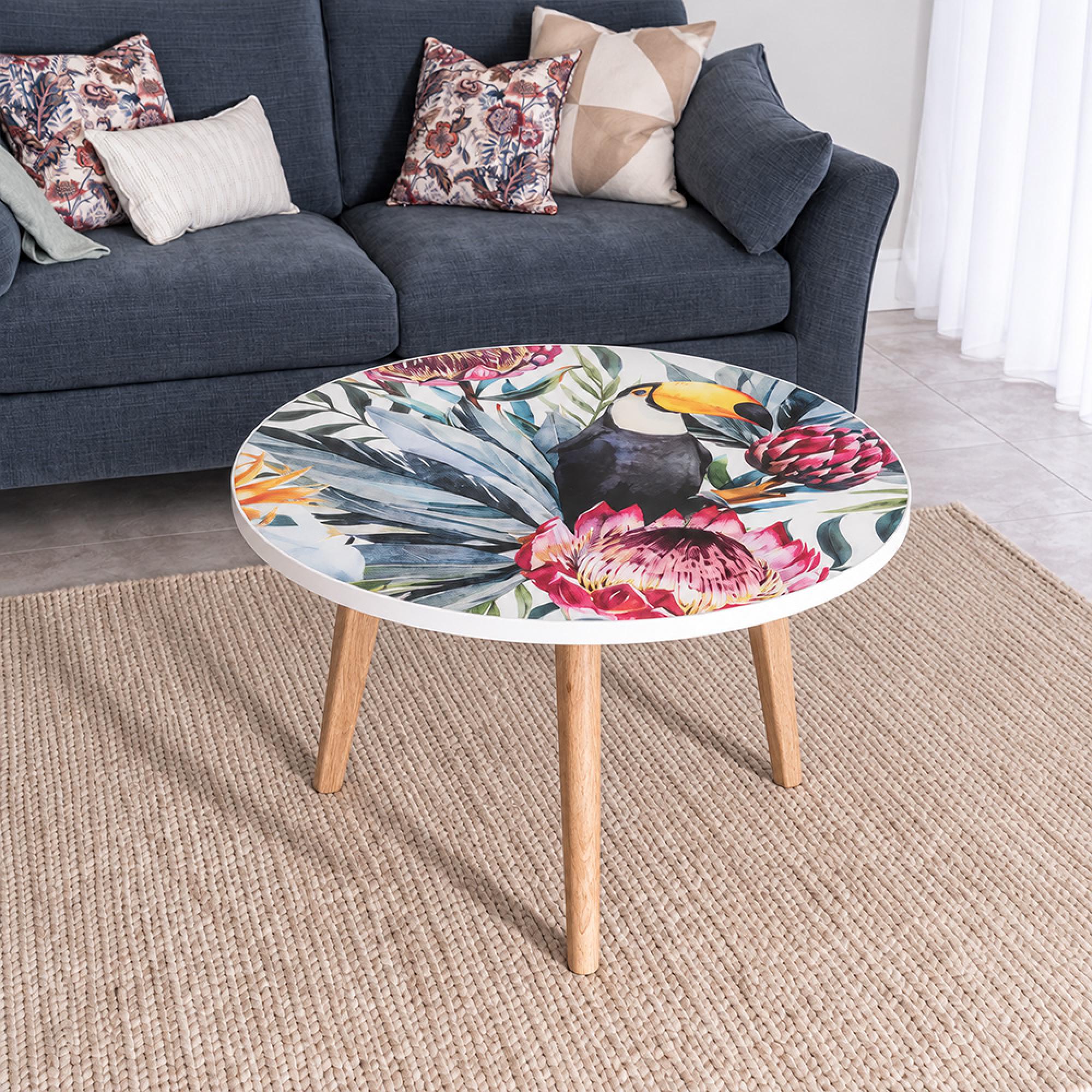 Allentown Lamp Table - Large - Round - Bright Tropical Print
