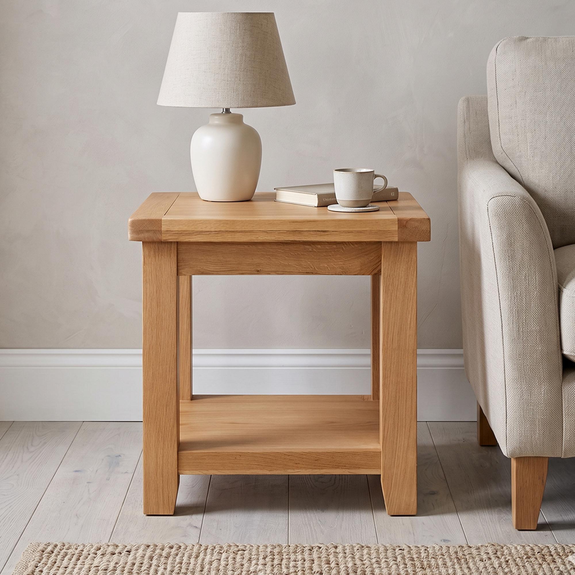 Melbourne Natural Oak Square Lamp Table
