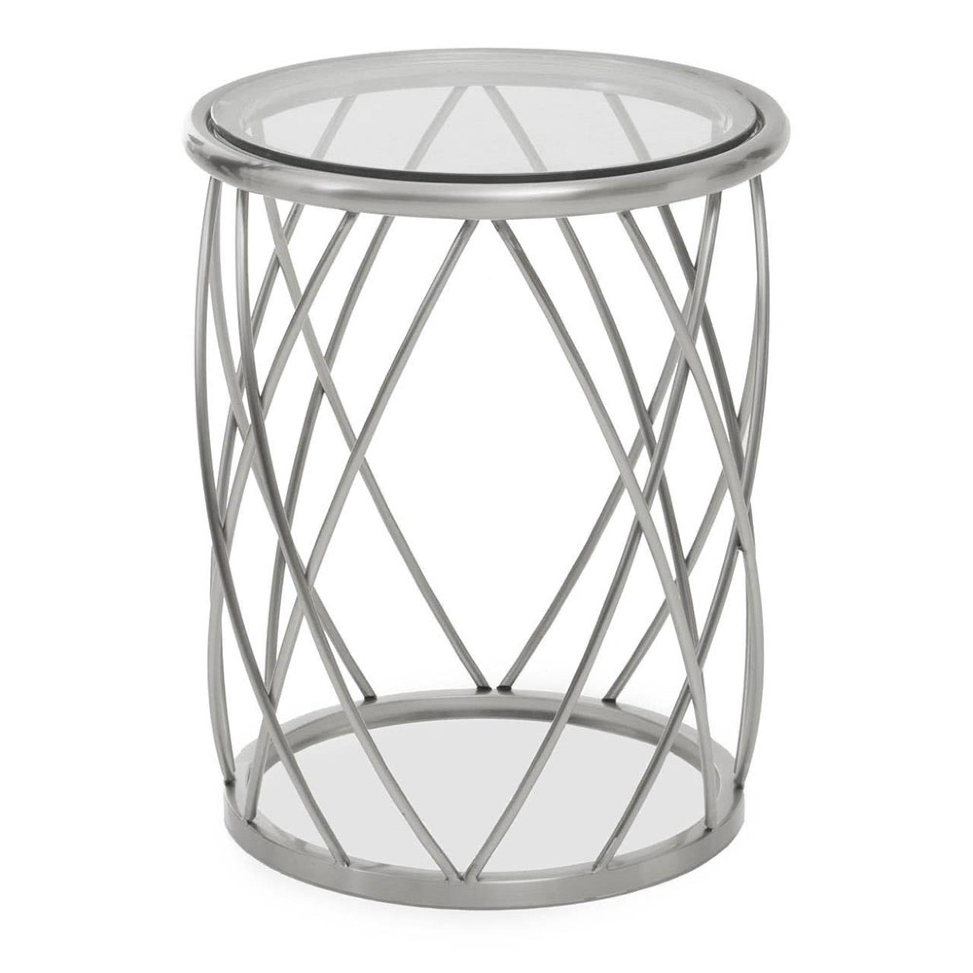 Ackley Side Table - Round - Clear Glass - Silver Legs