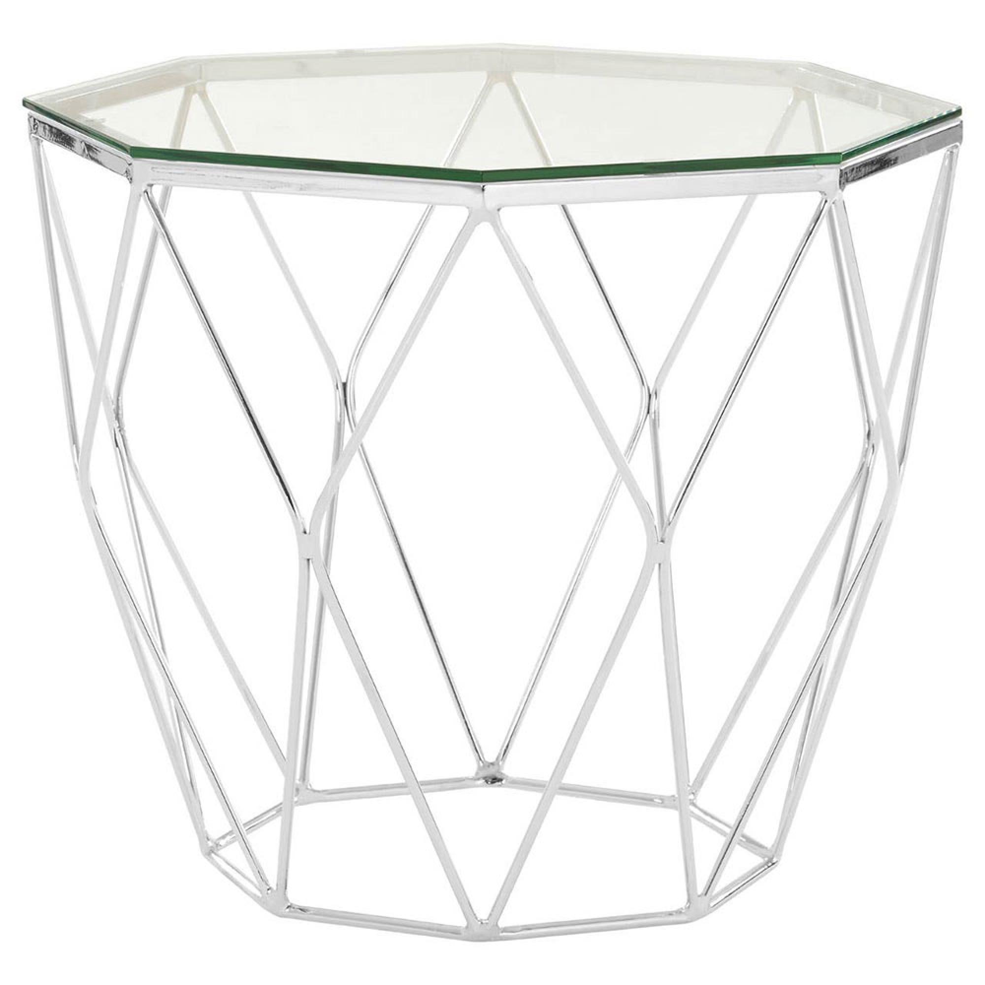 Allure End Table - Octagonal - Clear Glass - Chrome Base