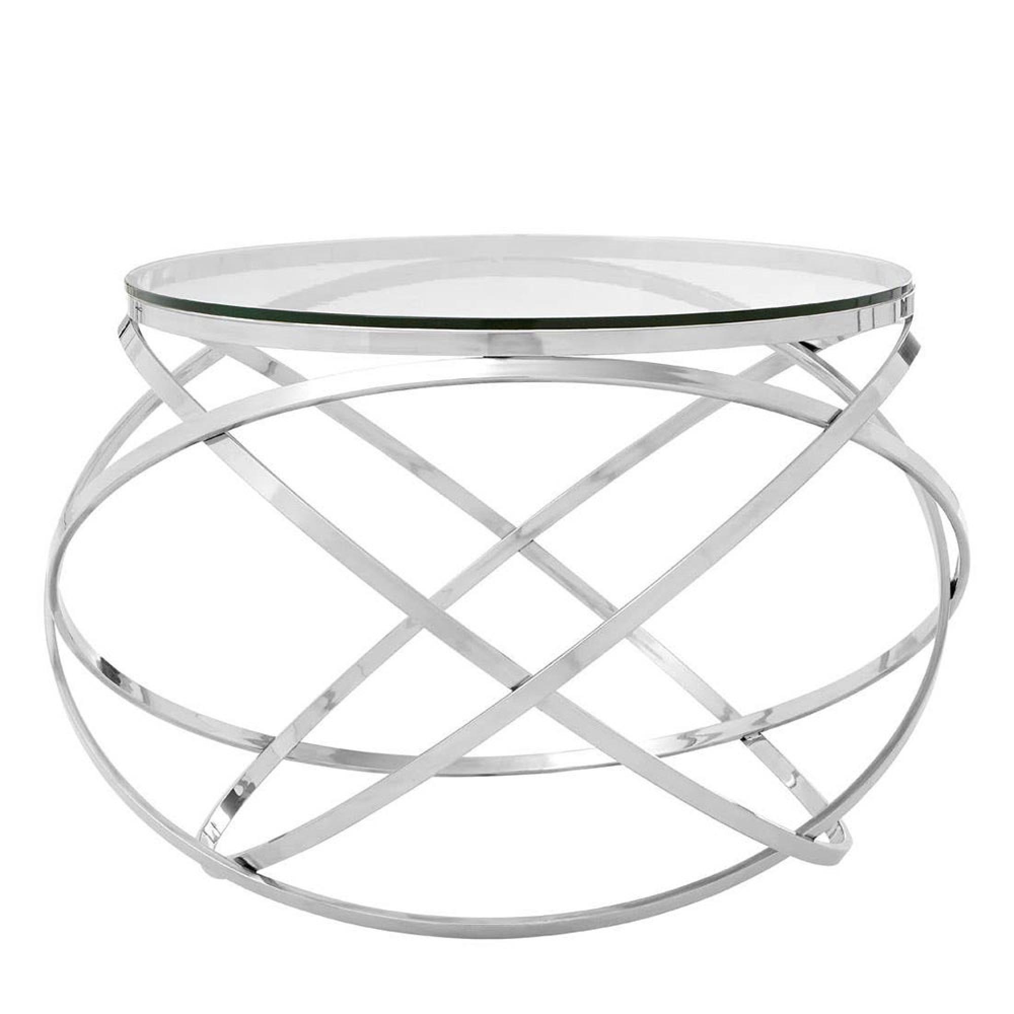 Allure End Table - Round - Clear Glass - Chrome Circular Base
