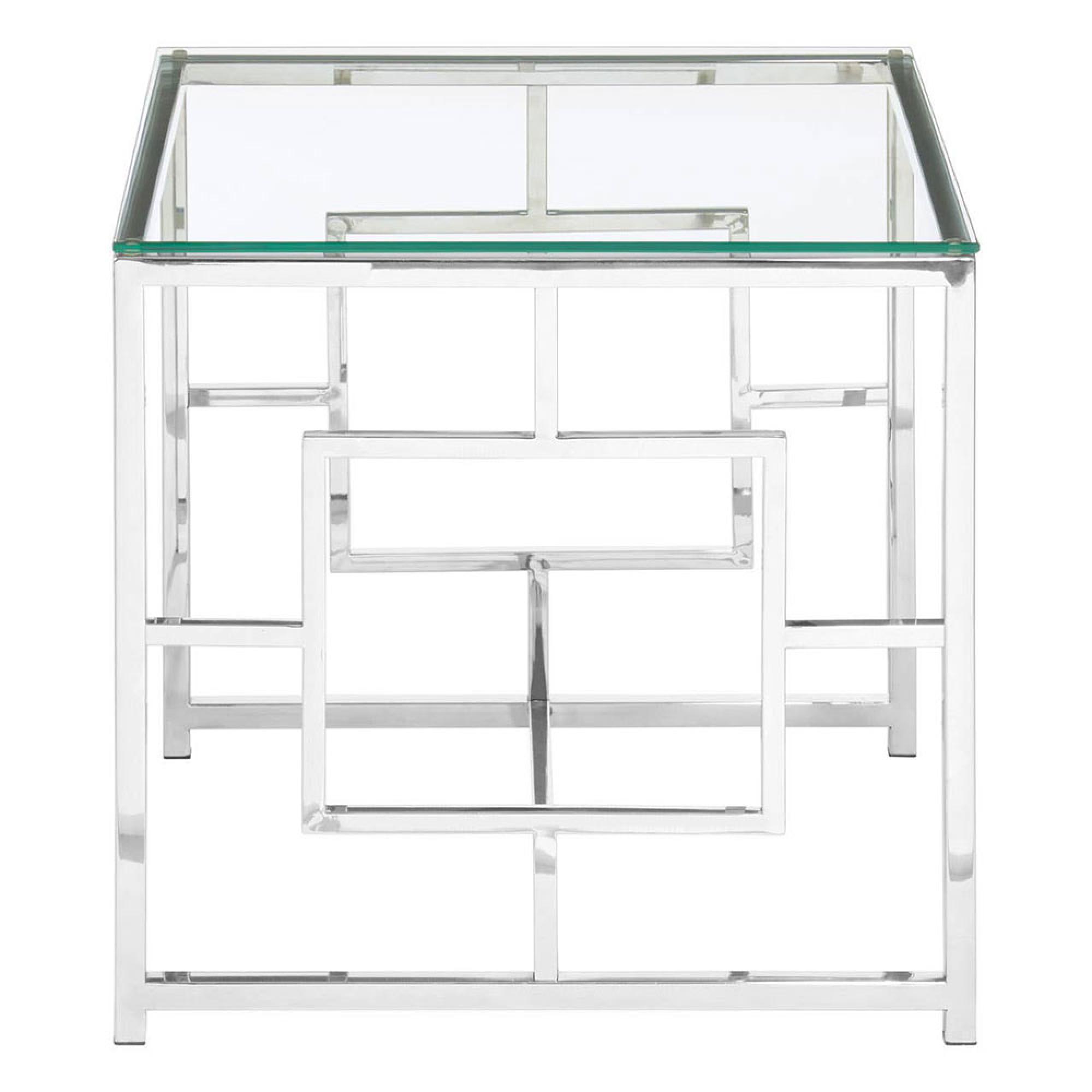Allure End Table - Square - Clear Glass - Chrome Base