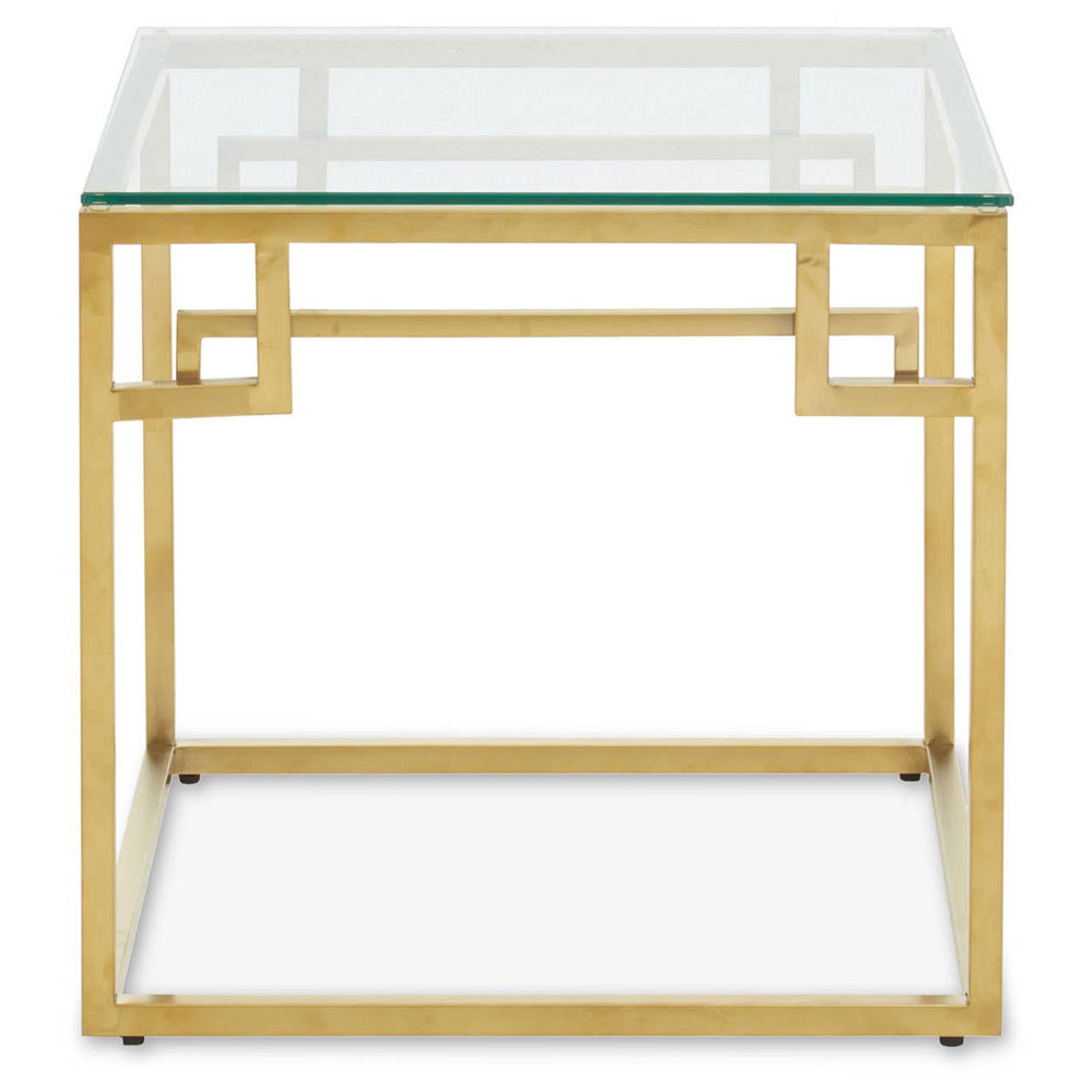 Allure Side Table - Square - Clear Glass - Brushed Gold Base
