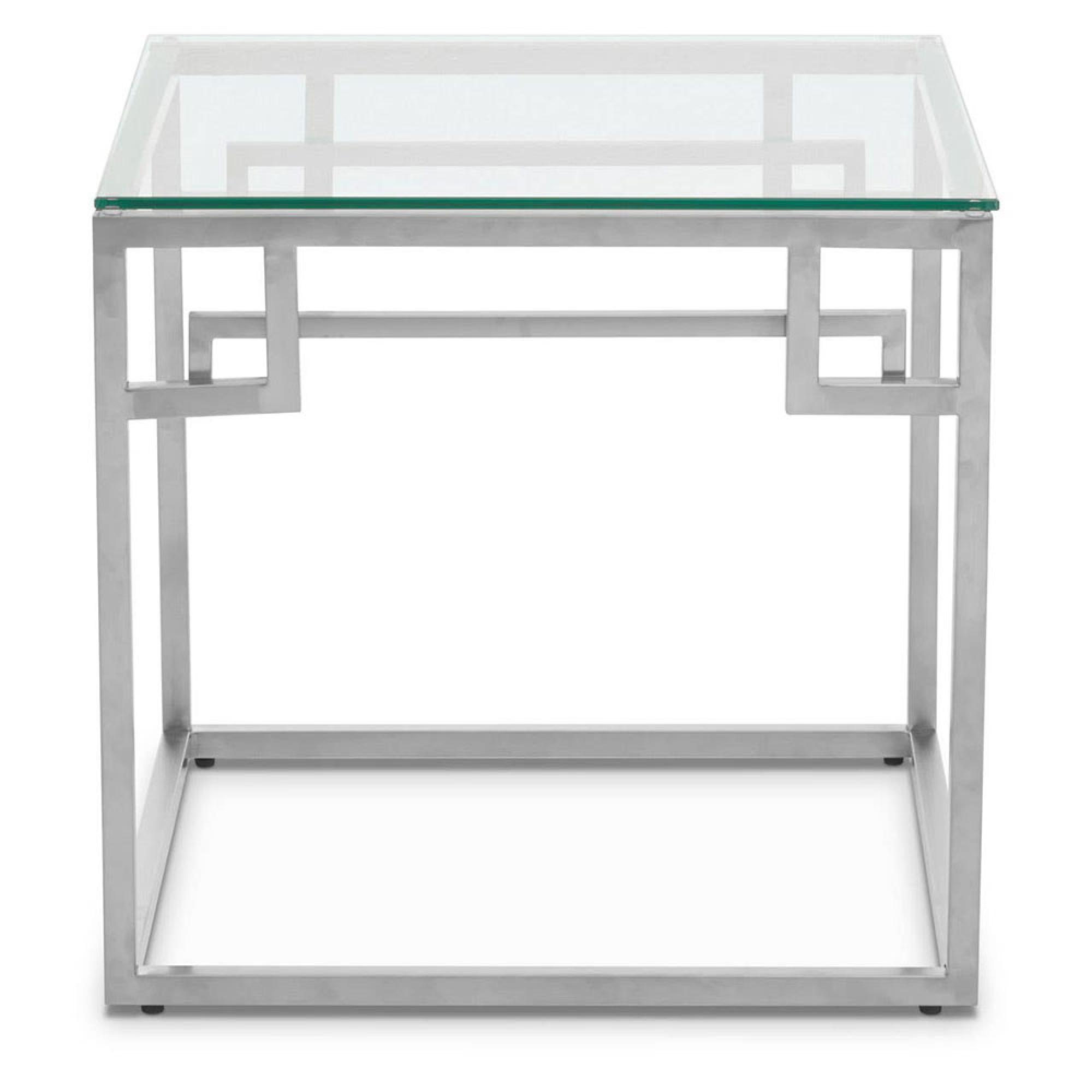 Allure Side Table - Square - Clear Glass - Silver Base