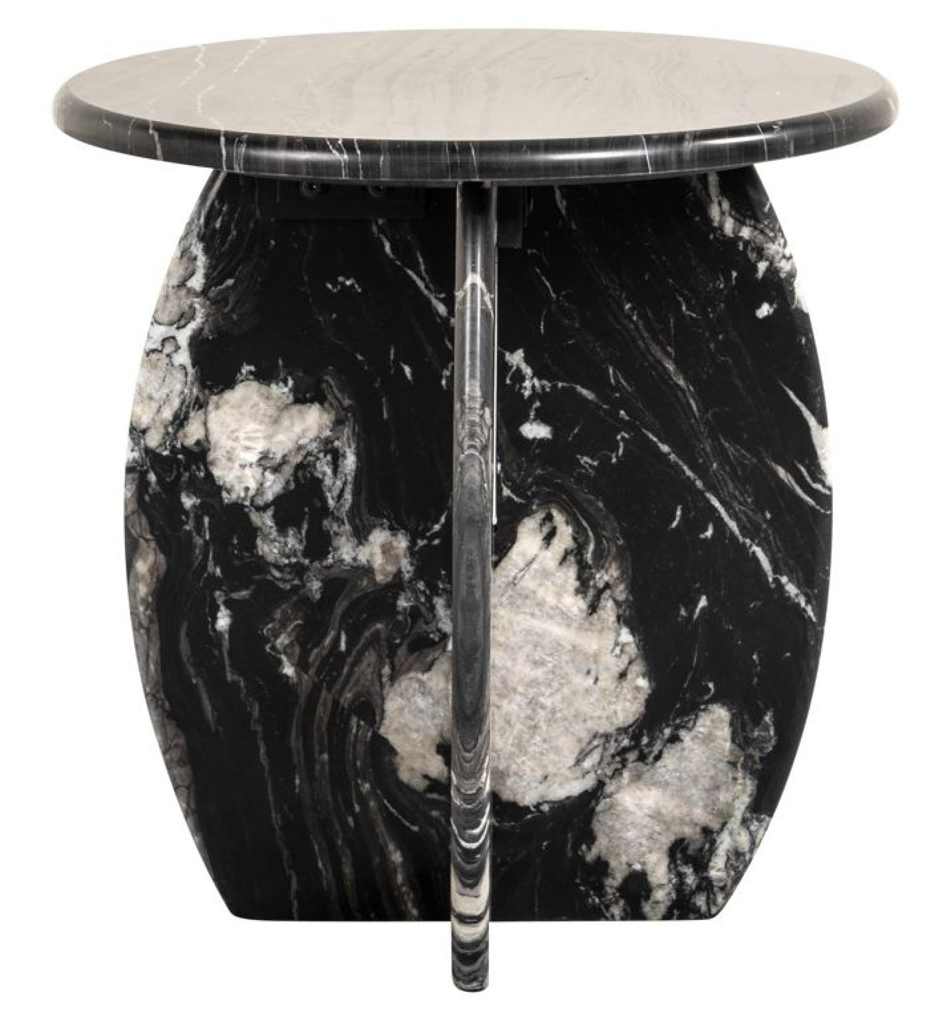 Bancroft Black Marble Round End Table