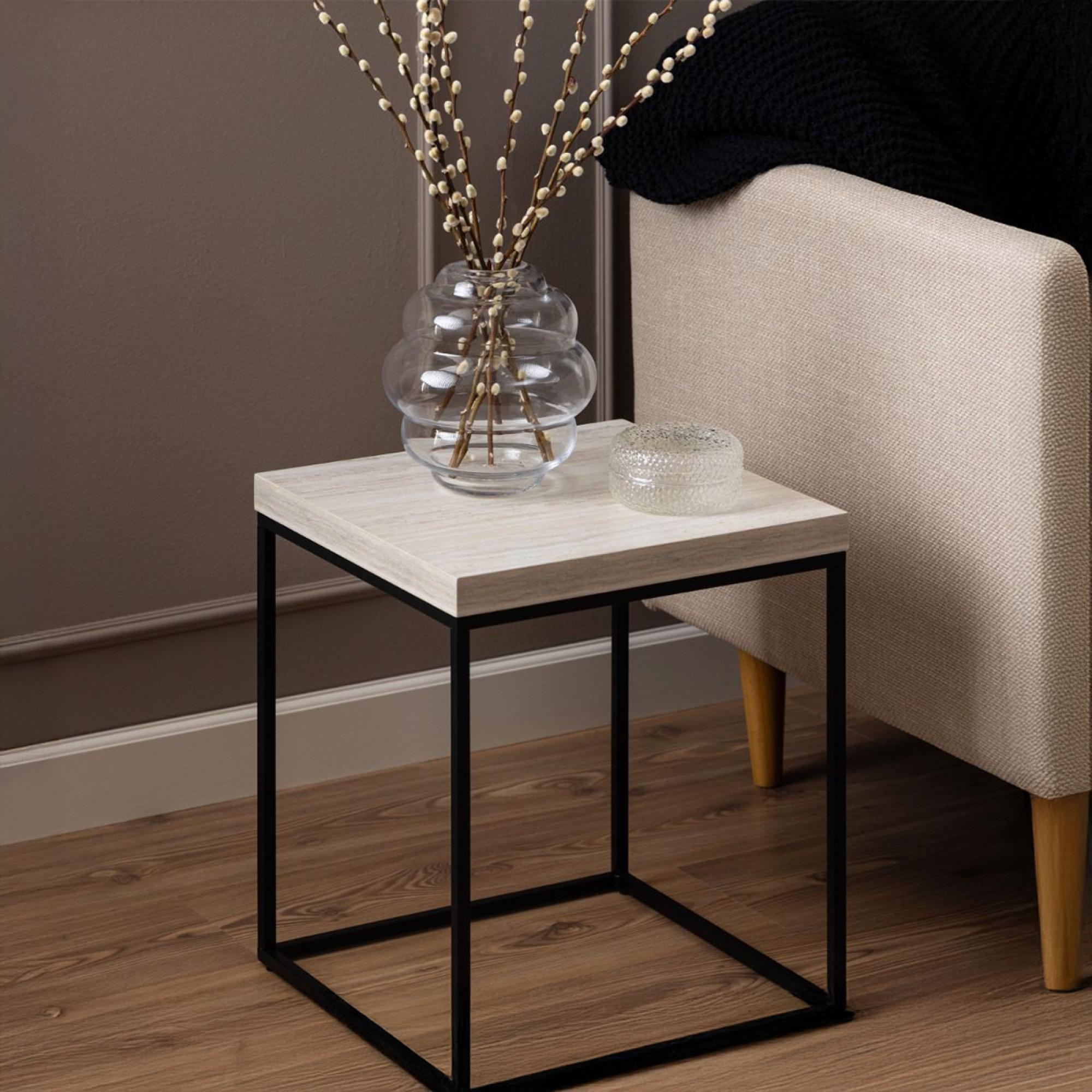 Barossa Side Table - Square - Faux Travertine