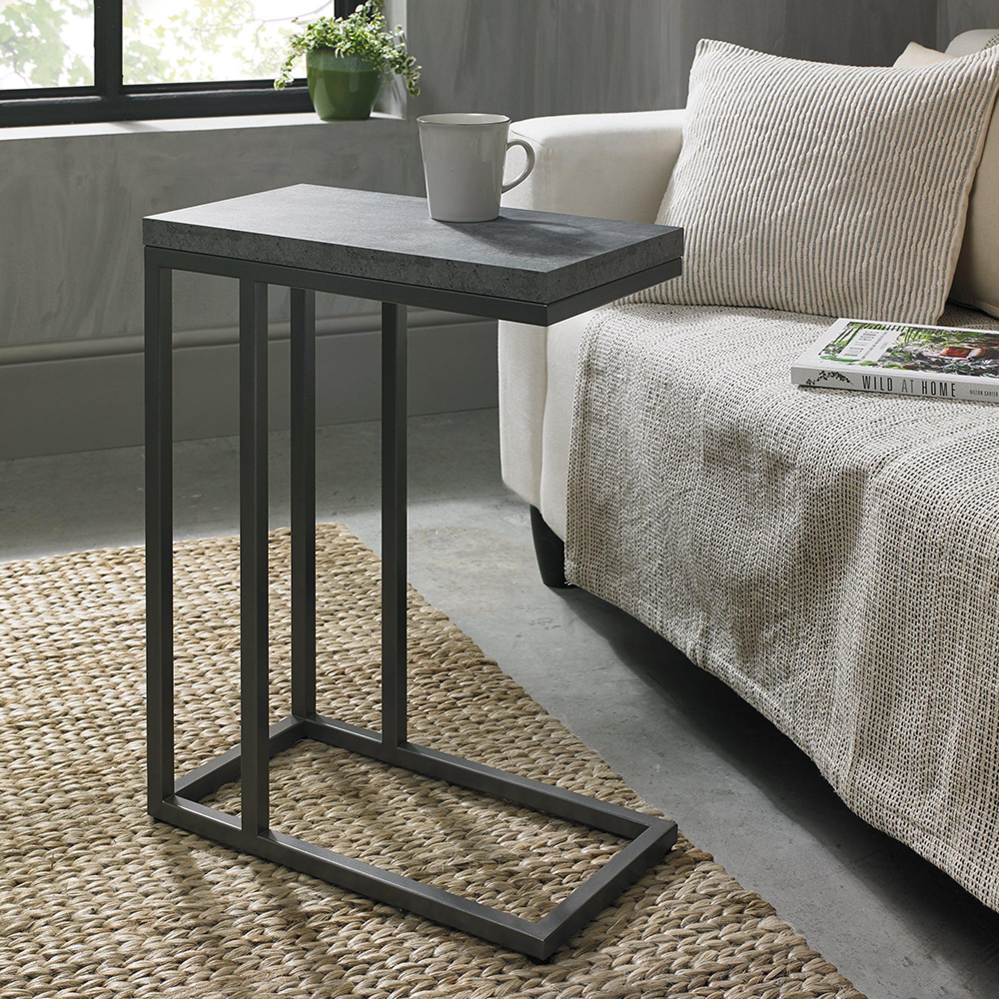 Renzo Zinc & Dark Grey Narrow Side Table