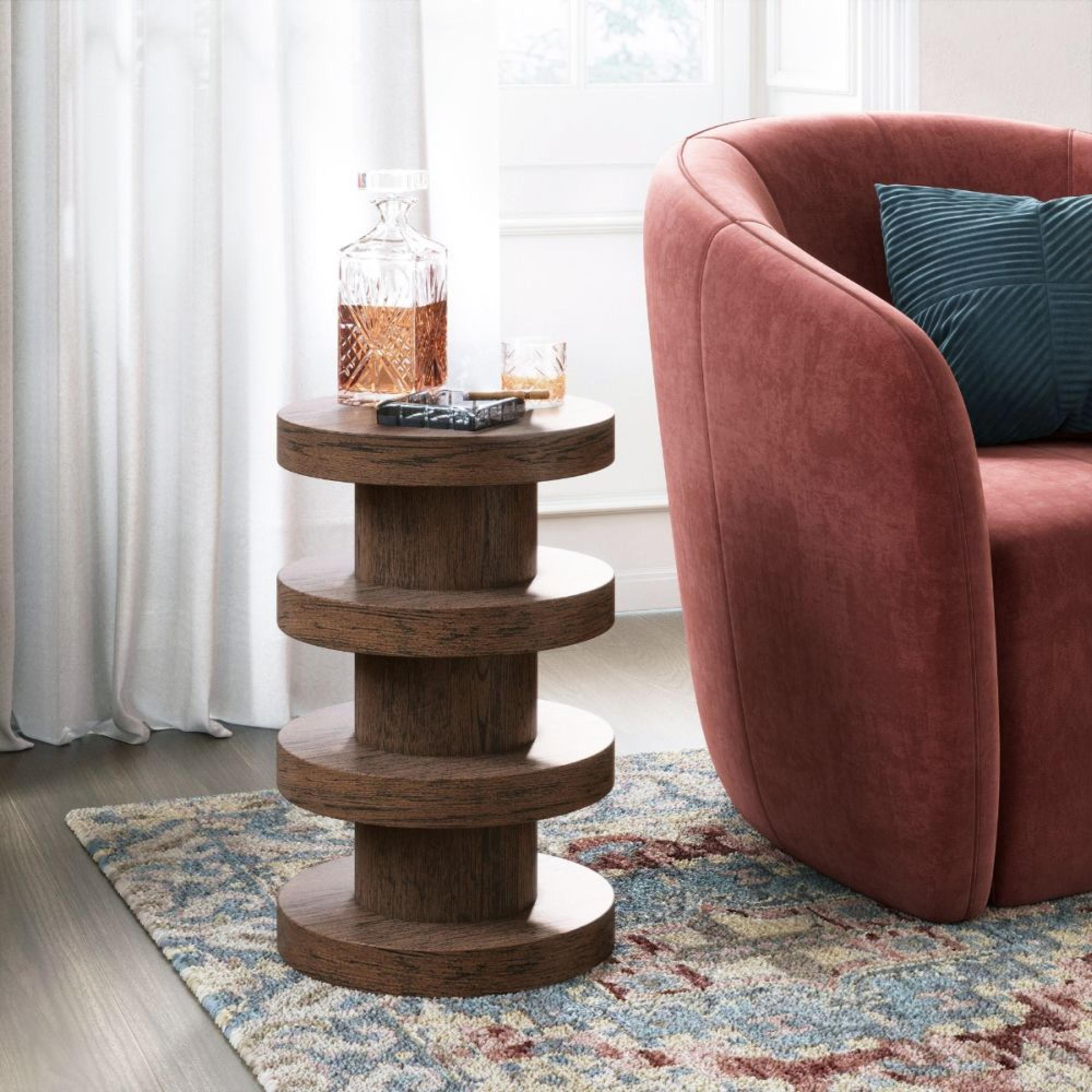 California Bobbin Round Side Table - Dark Oak