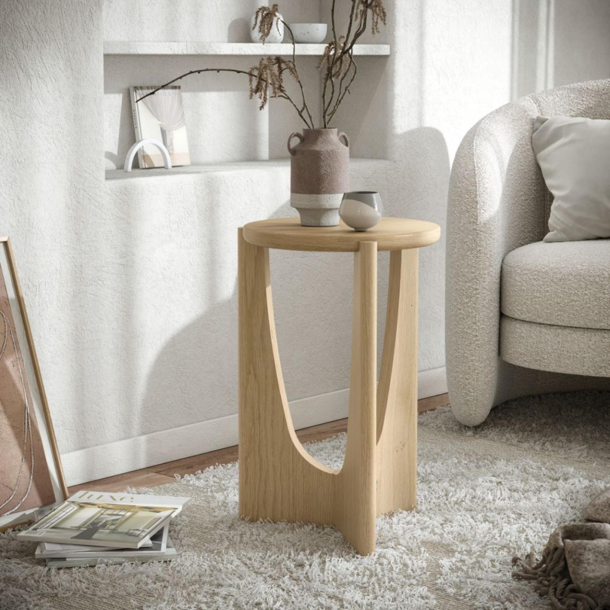 Cara Round Side Table - Oak