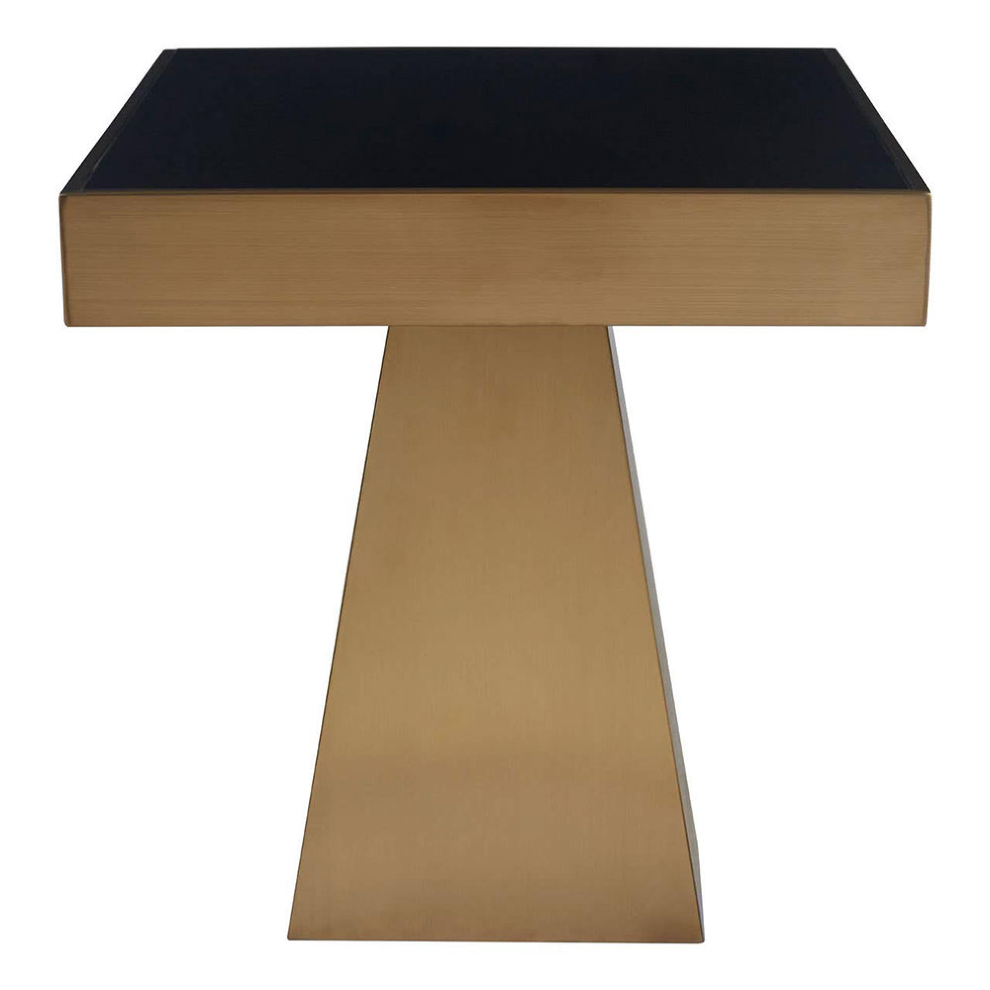 Carlox Side Table - Square - Black Glass with Gold Frame