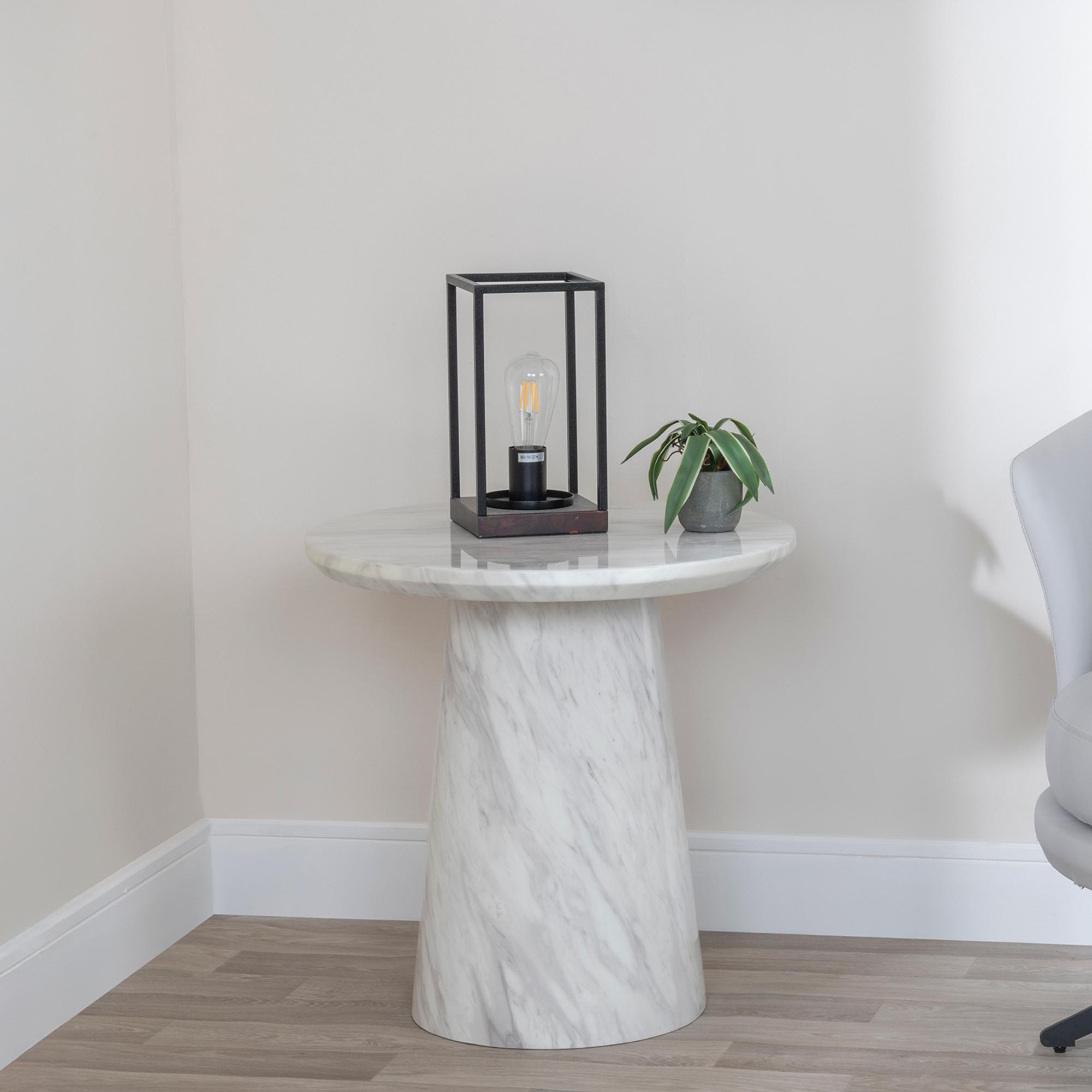 Carrera Side Table - Round - White Marble