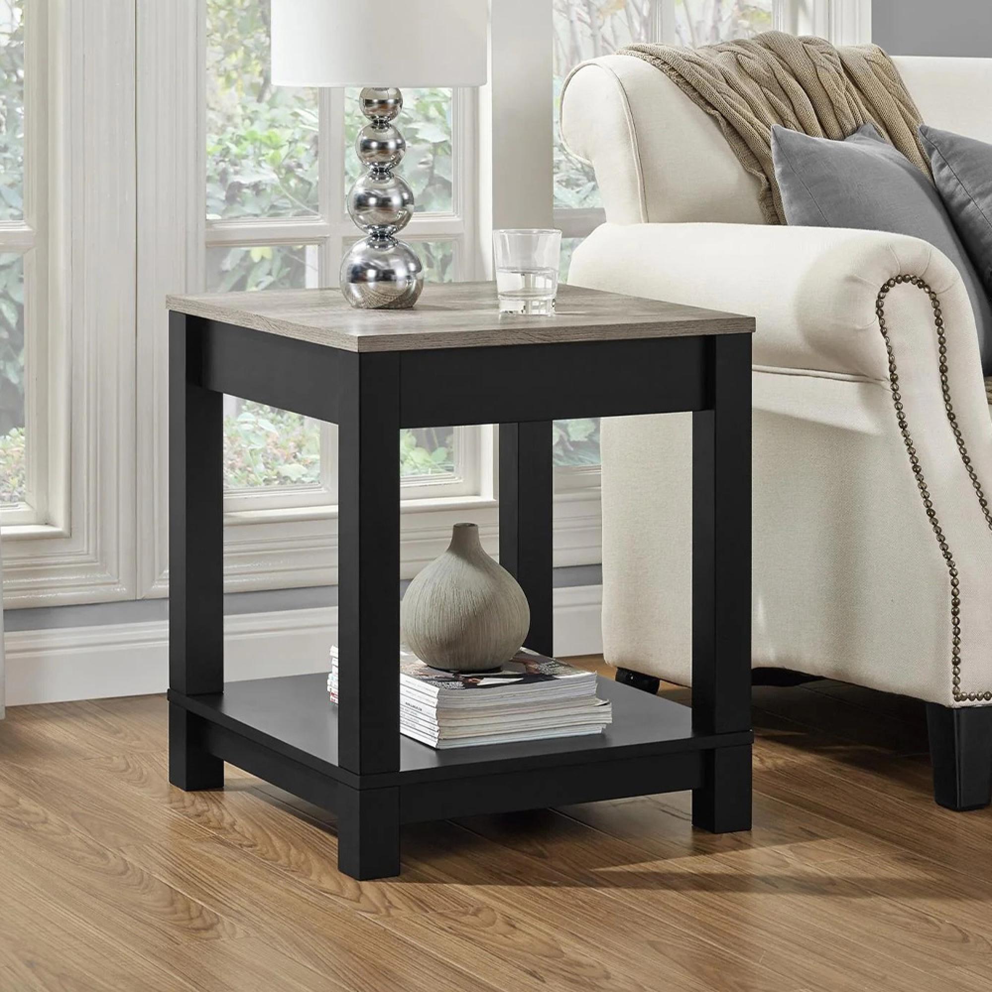 Carver End Table - Weathered Oak & Black - 5046196PCOMUK