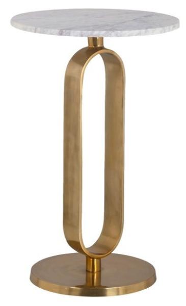 Celine Gold and White Marble Round Side Table