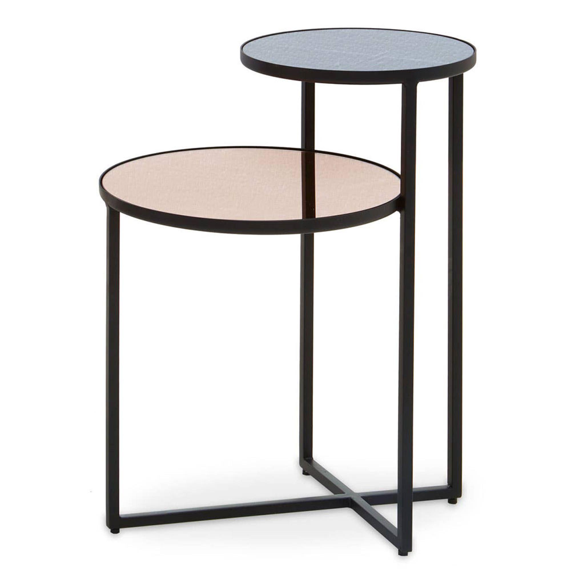 Cercle Side Table - 2 Tier - Round - Smoked Mirror