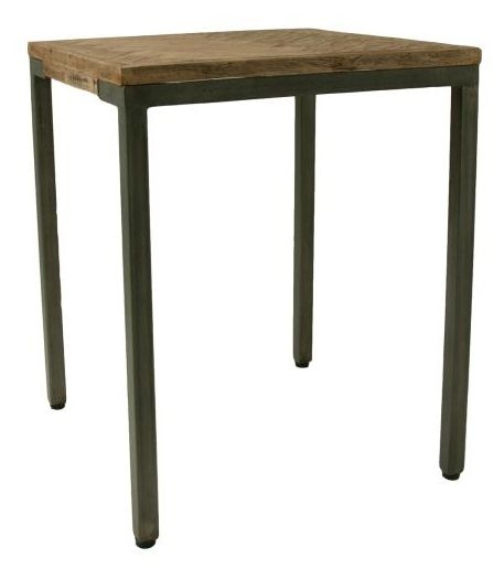 Chevron Lamp Table - Square - Mango Wood - Brushed Gunmetal Base