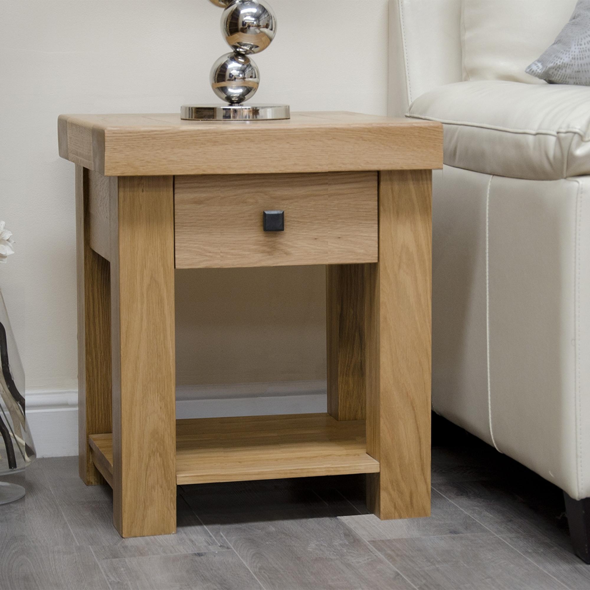 Bordeaux Lamp Table - 1 Drawer - Square - Oak