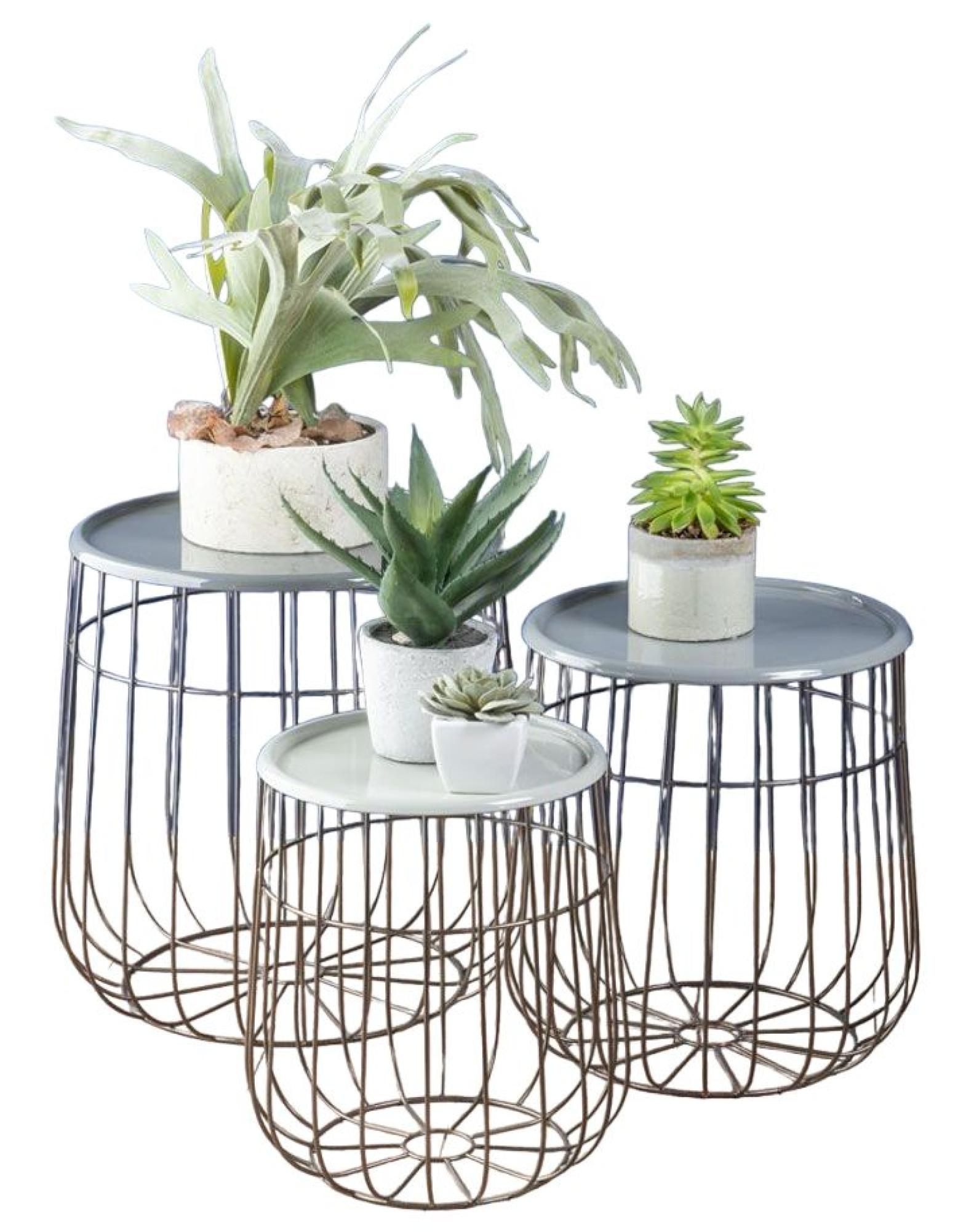 Clearance - Quinn Nest of Tables - Round - Set of 3 - Grey Metal