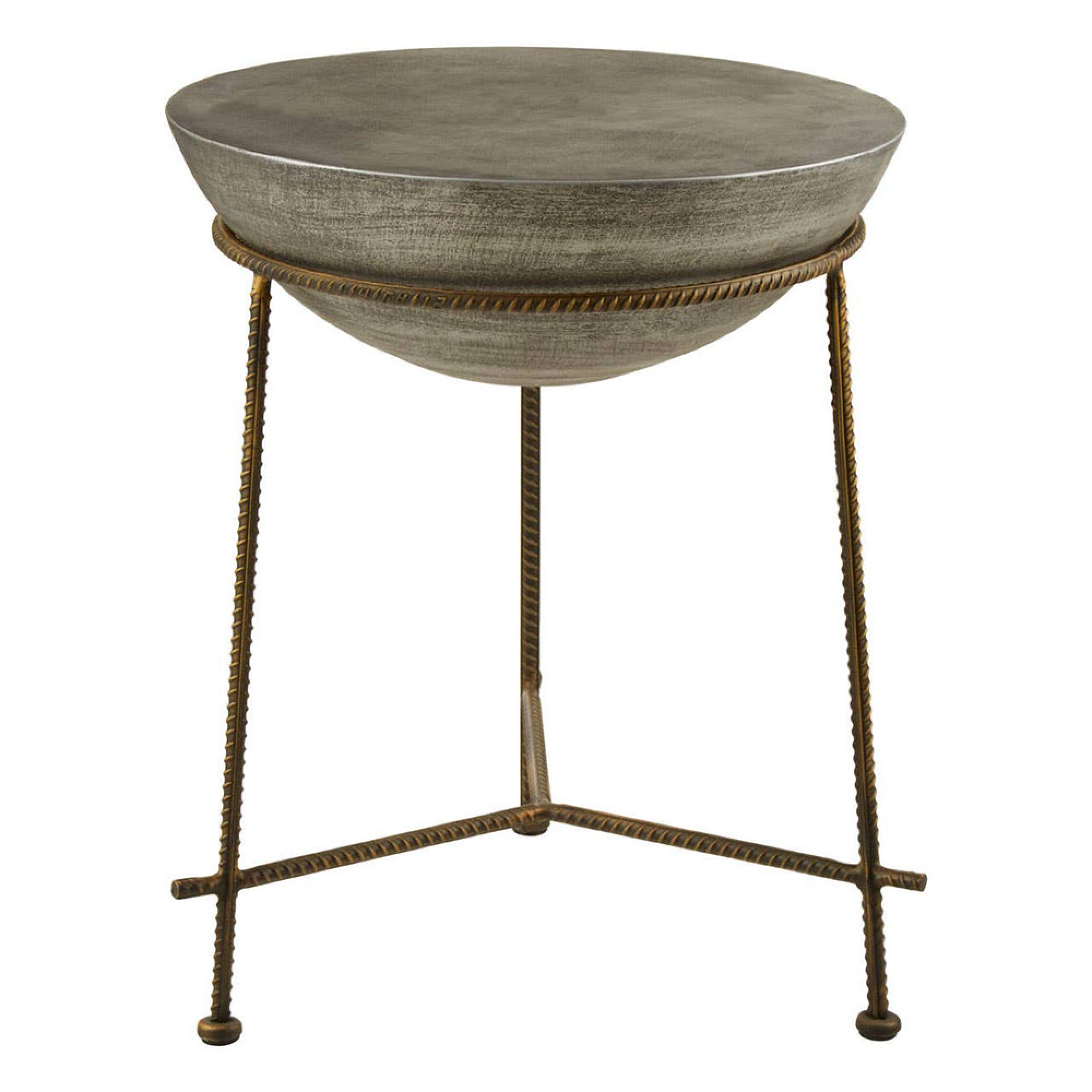 Compo Side Table - Round - Grey Concrete with Gold Metal