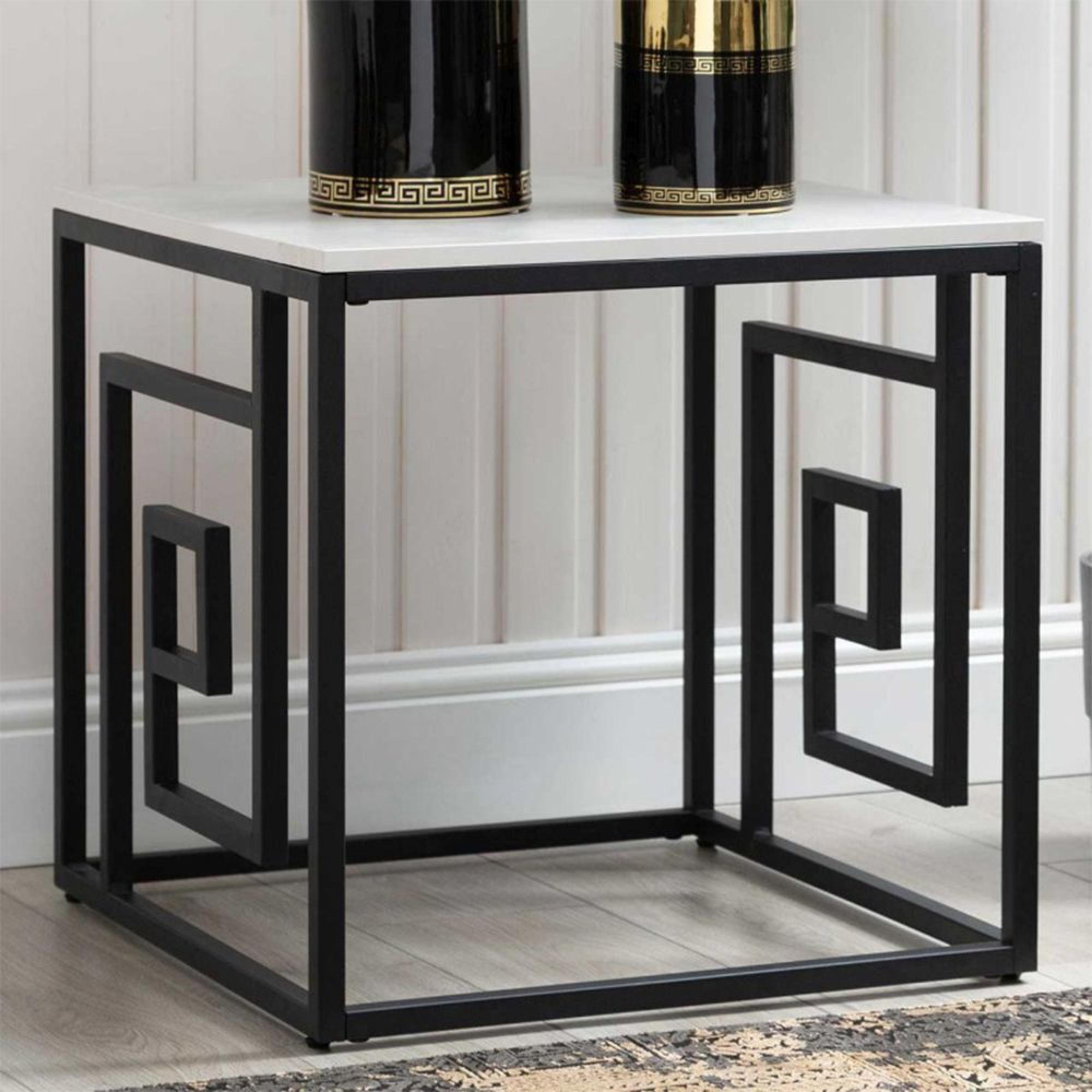 Devon End Table - Grey and Black Metal