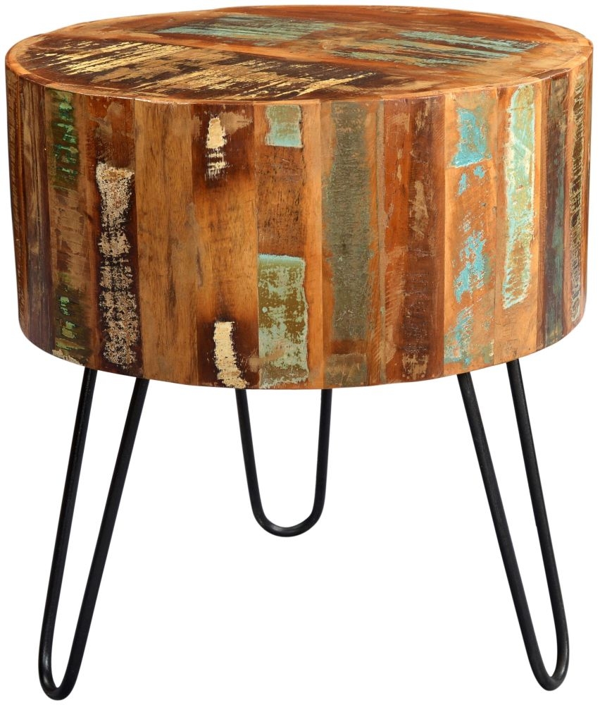 Diu Side Table - Round - Reclaimed Wood