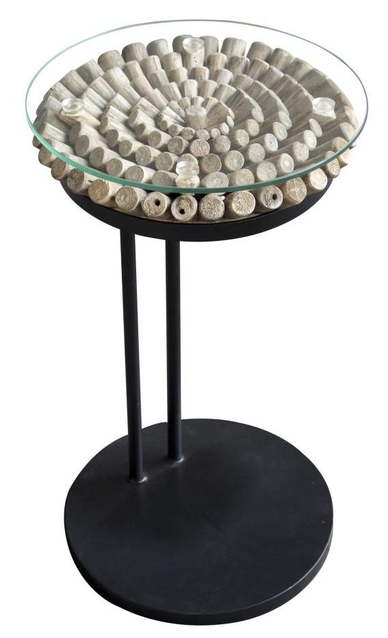 Driftwood Sofa Table - Round - 50cm - Glass Top