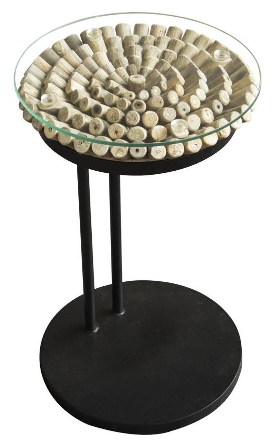 Driftwood Sofa Table Round - 60cm - Glass Top