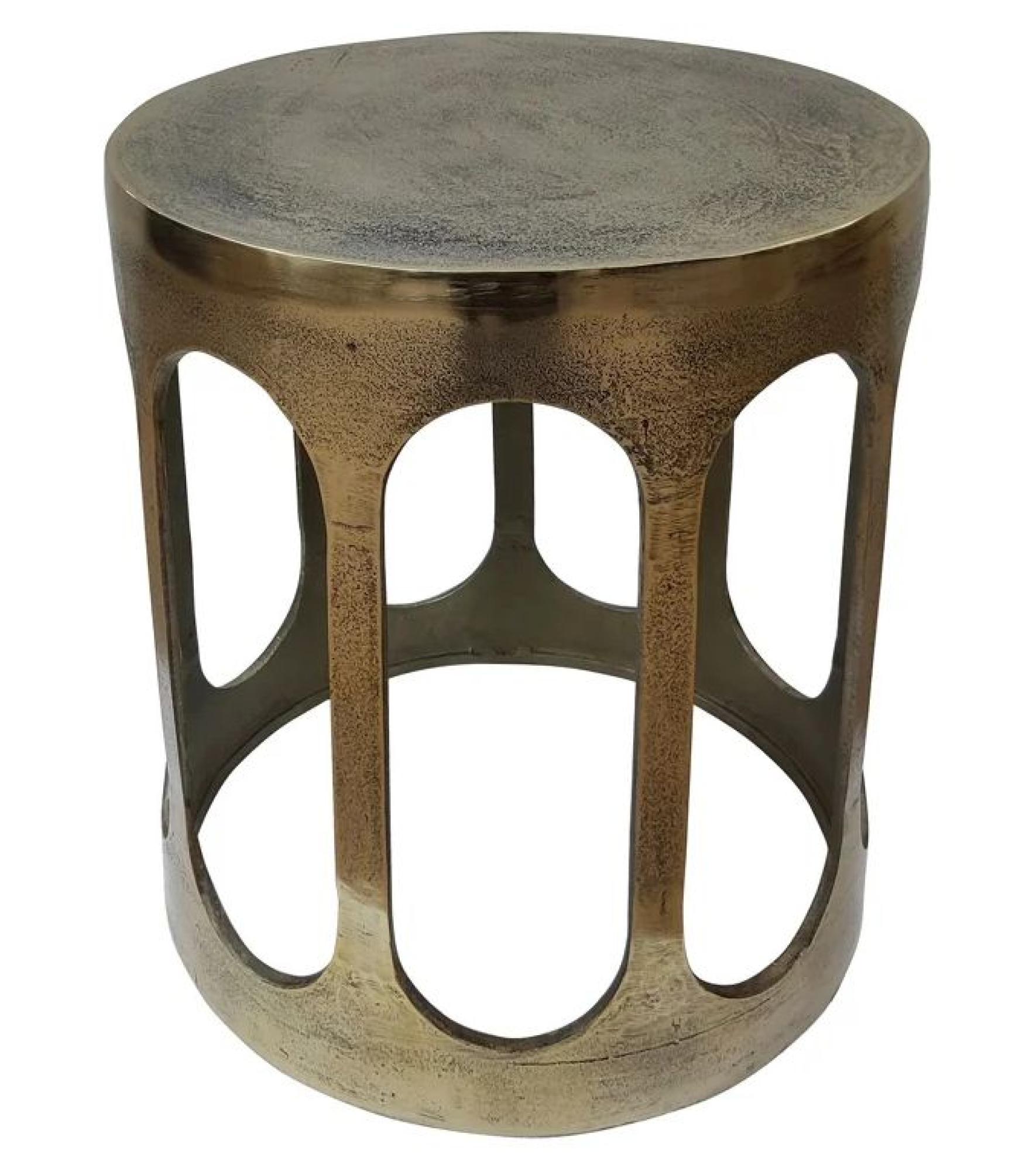 Du Pont Brushed Gold Round End Table
