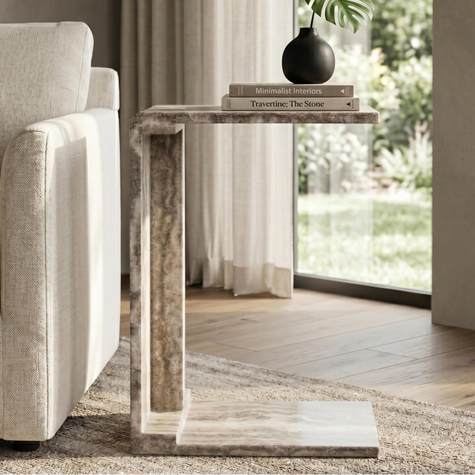 Dulce Side Table - Grey - Marble
