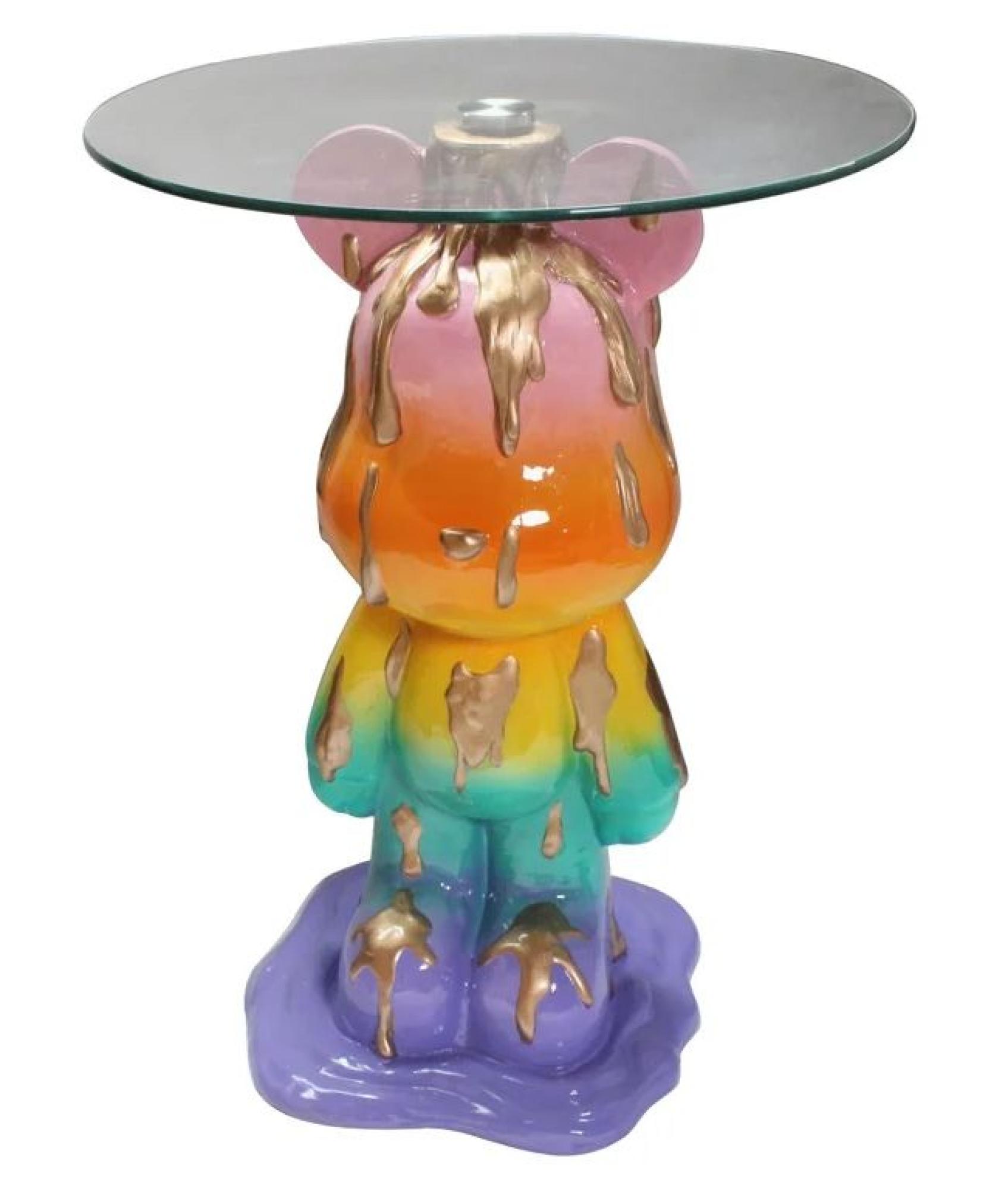 Ebba Glass Multi Colour Round End Table