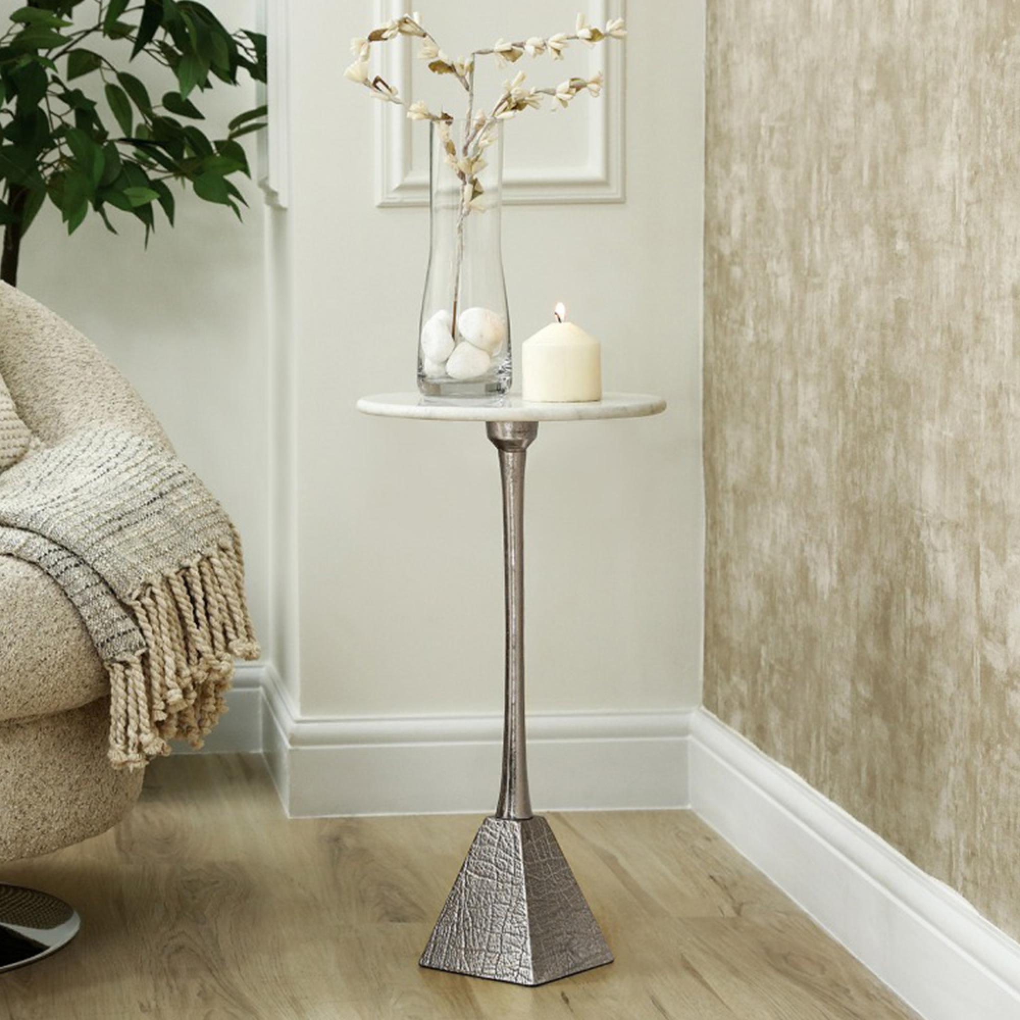 Ella Side Table - Round - White Marble