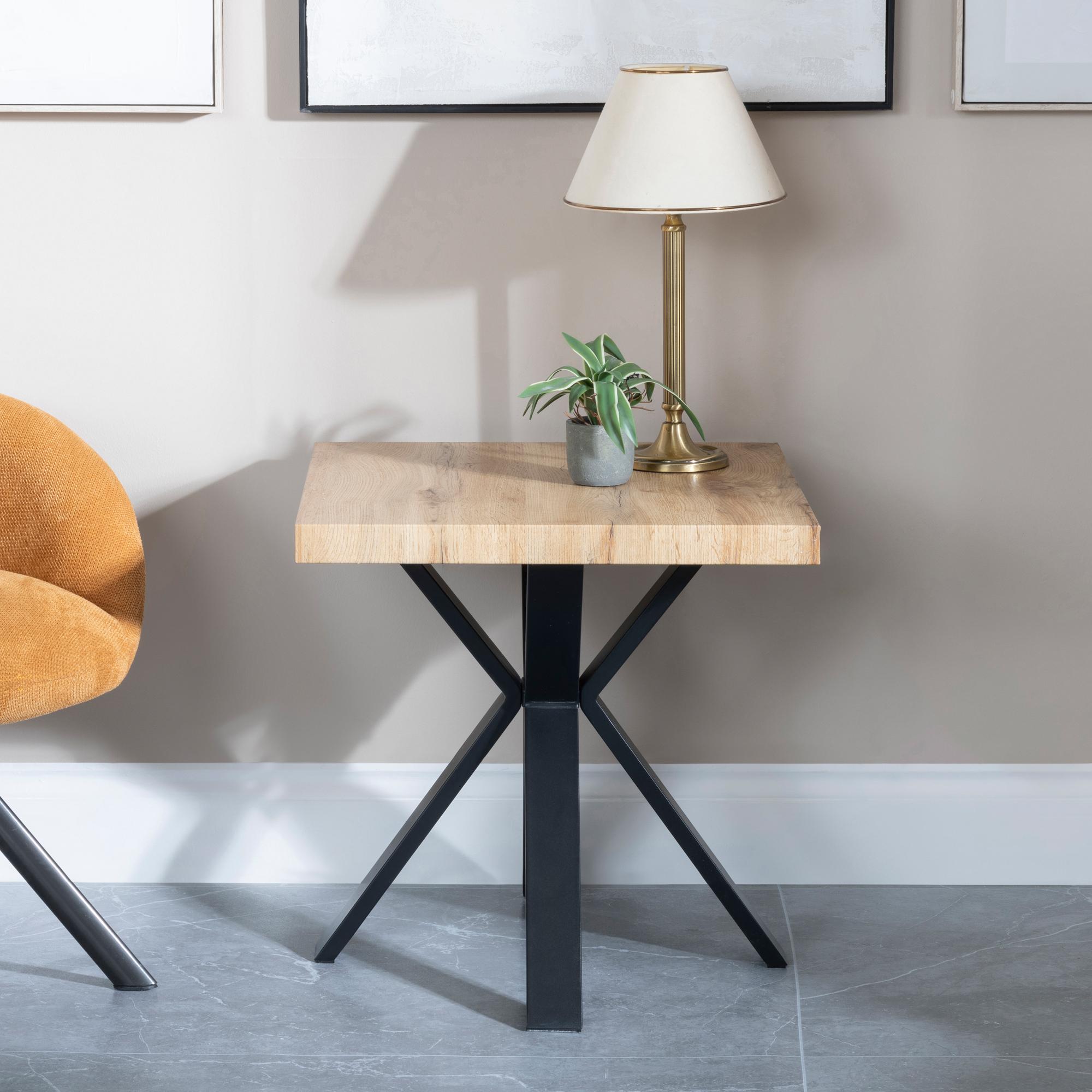 Ezra End Table - Square - Oak - Black Spider Legs
