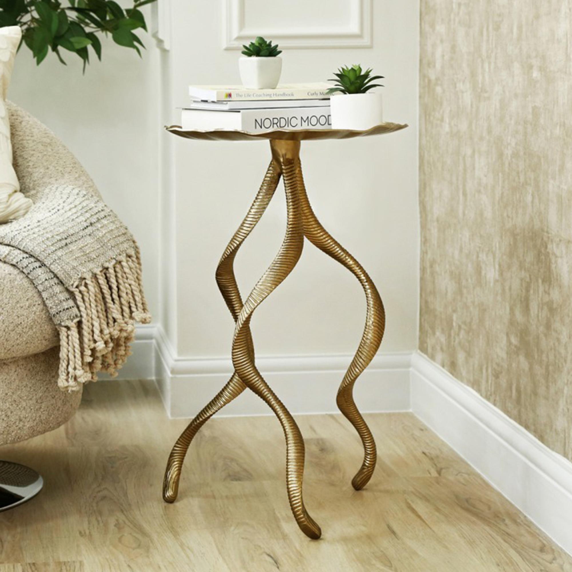 Side Table - Round - Gold Antler Metal