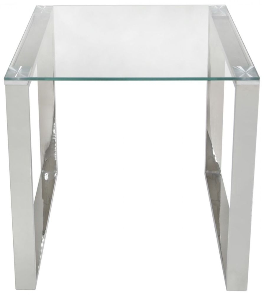 Harry End Table - Square - Glass and Chrome