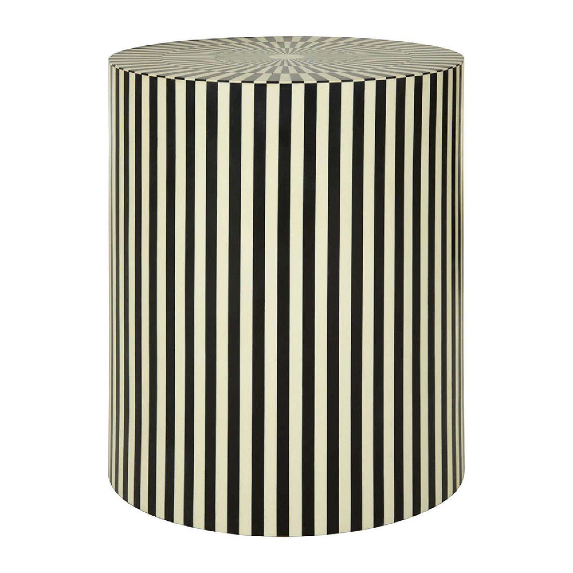 Hassa Side Table - Round - Ivory and Black