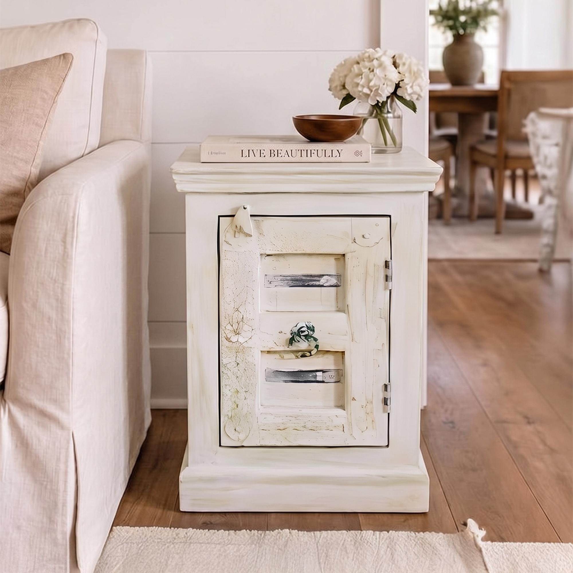 Heritage Side Table - 1 Door - Distressed - Mango Wood