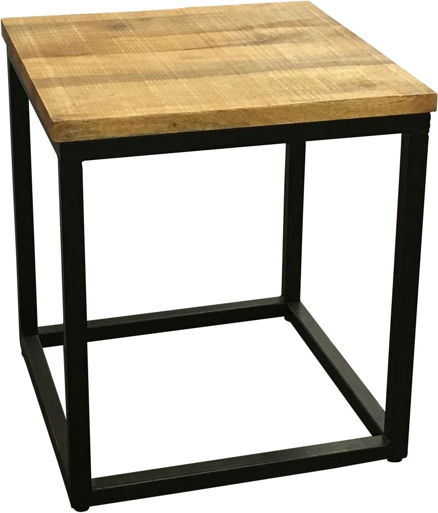 Industrial Side Table - Mango Wood