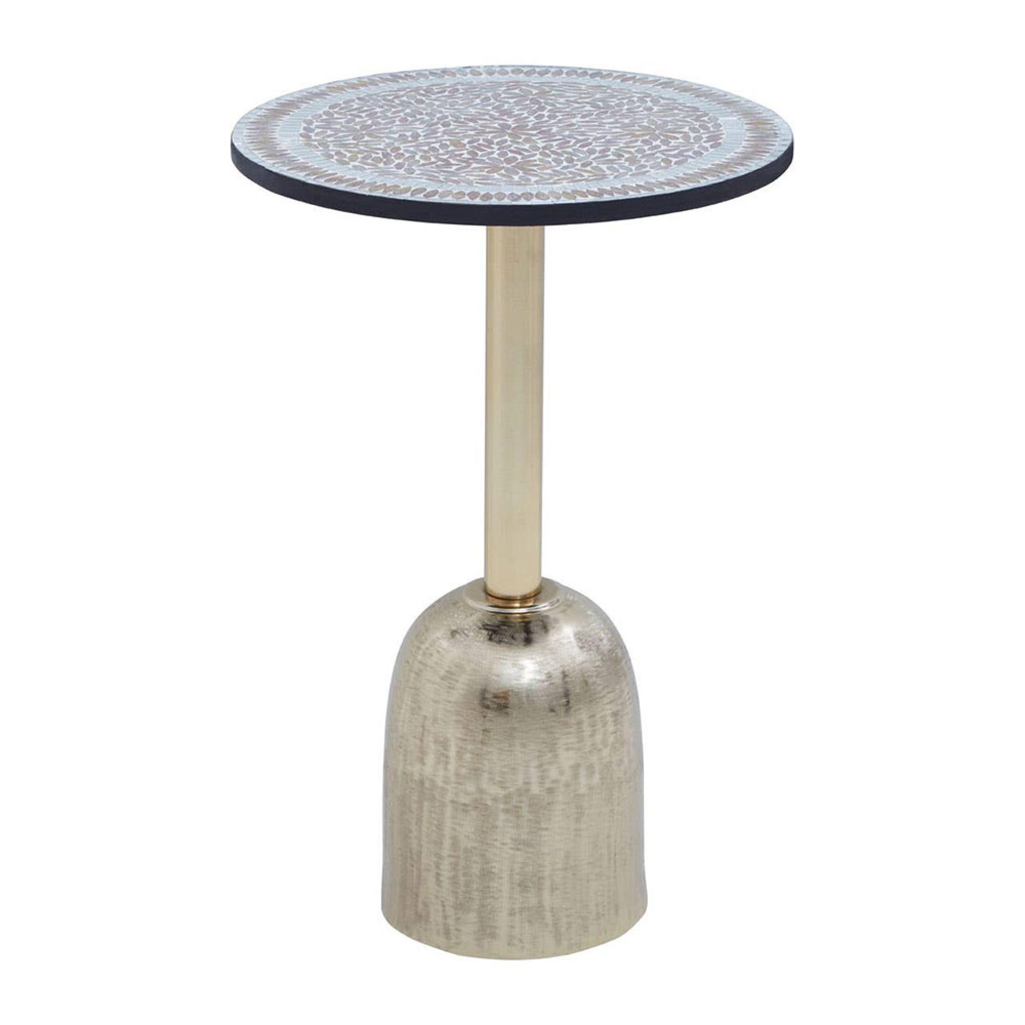 Inventivo Side Table - Round - Black Marble with Gold Metal