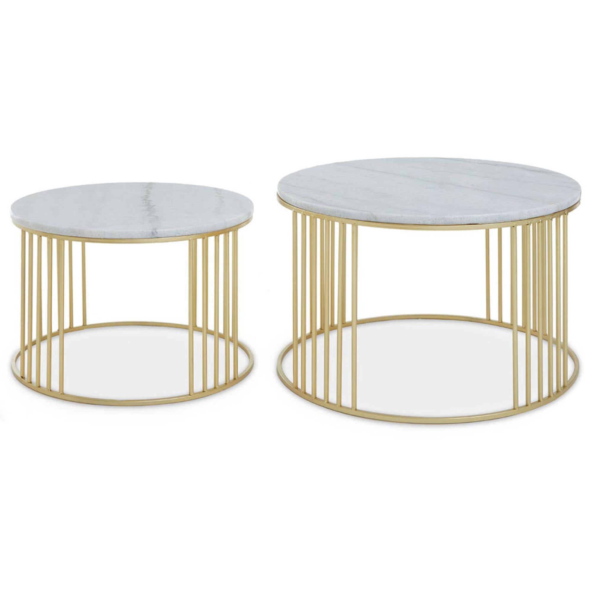 Jodie Side Tables - Set of 2 - White Marble Round