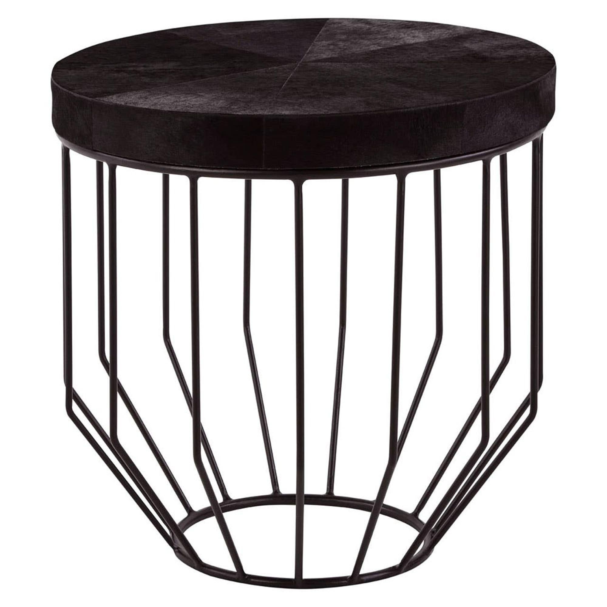 Kensington Townhouse Side Table - Round - Black Faux Fur