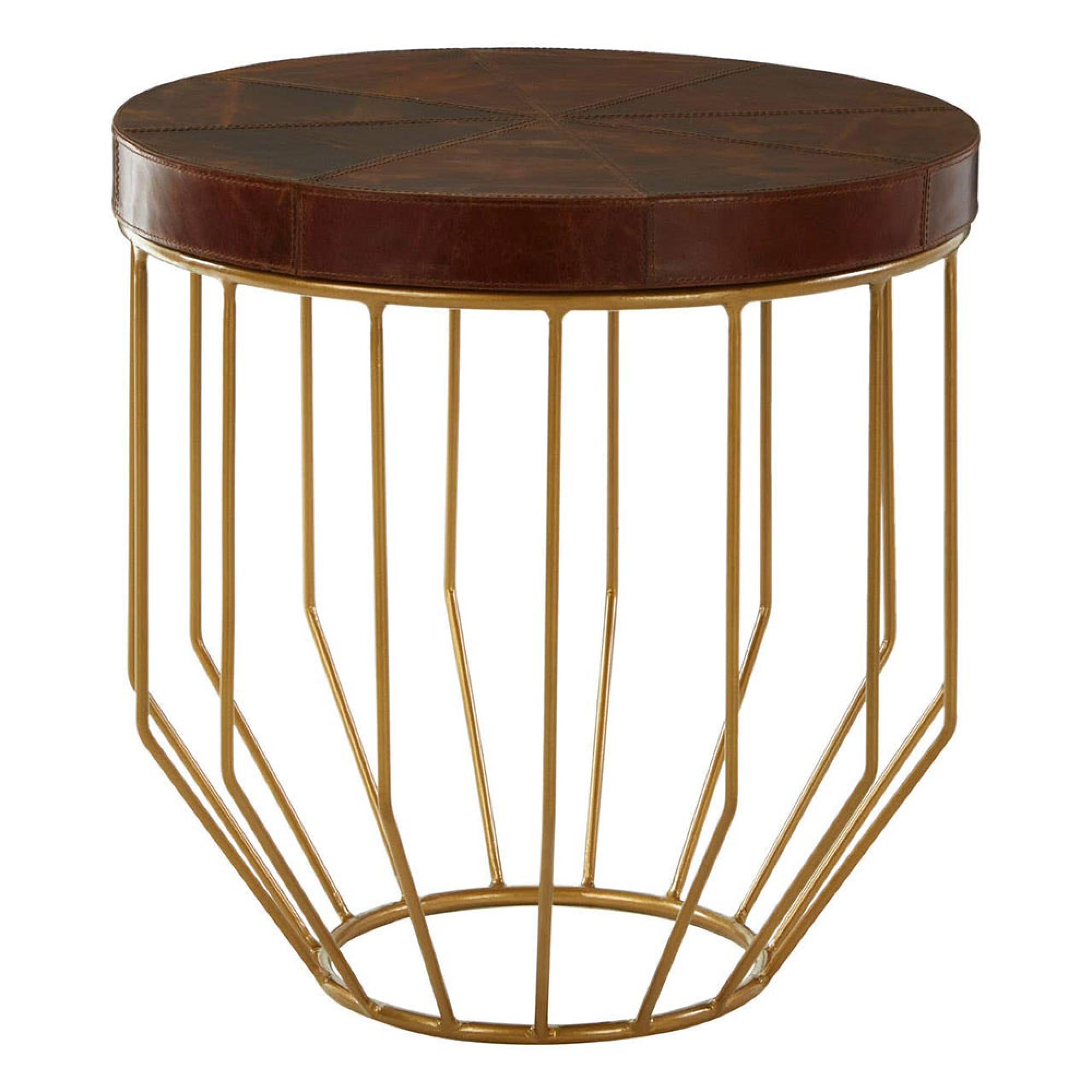 Kensington Townhouse Side Table - Round - Brown Leather