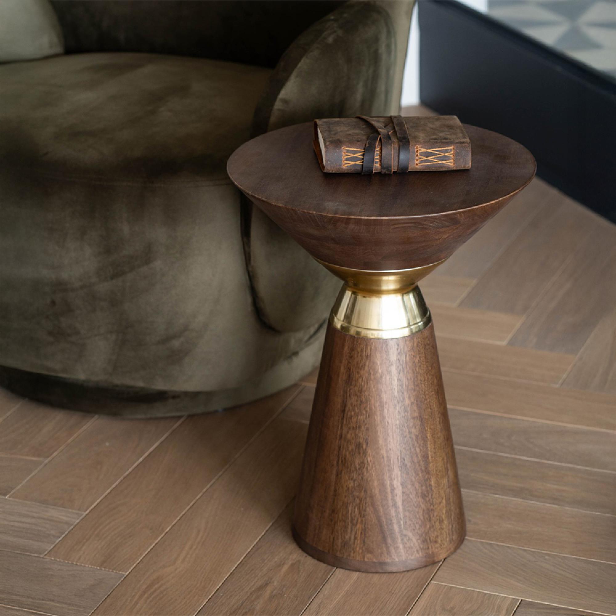 Amalfi Side Table - Dark Wood - Round