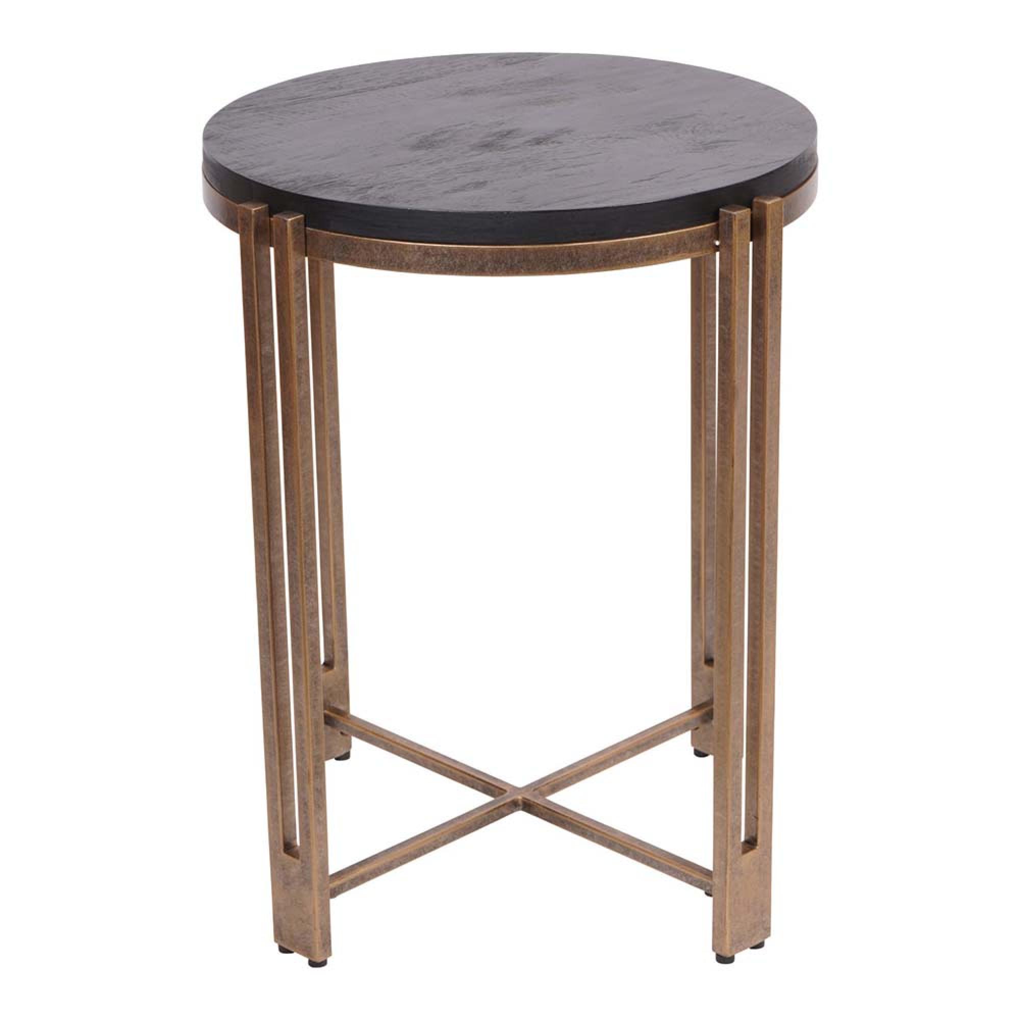 Dalston Side Table - Black Sandblasted Wood - Round