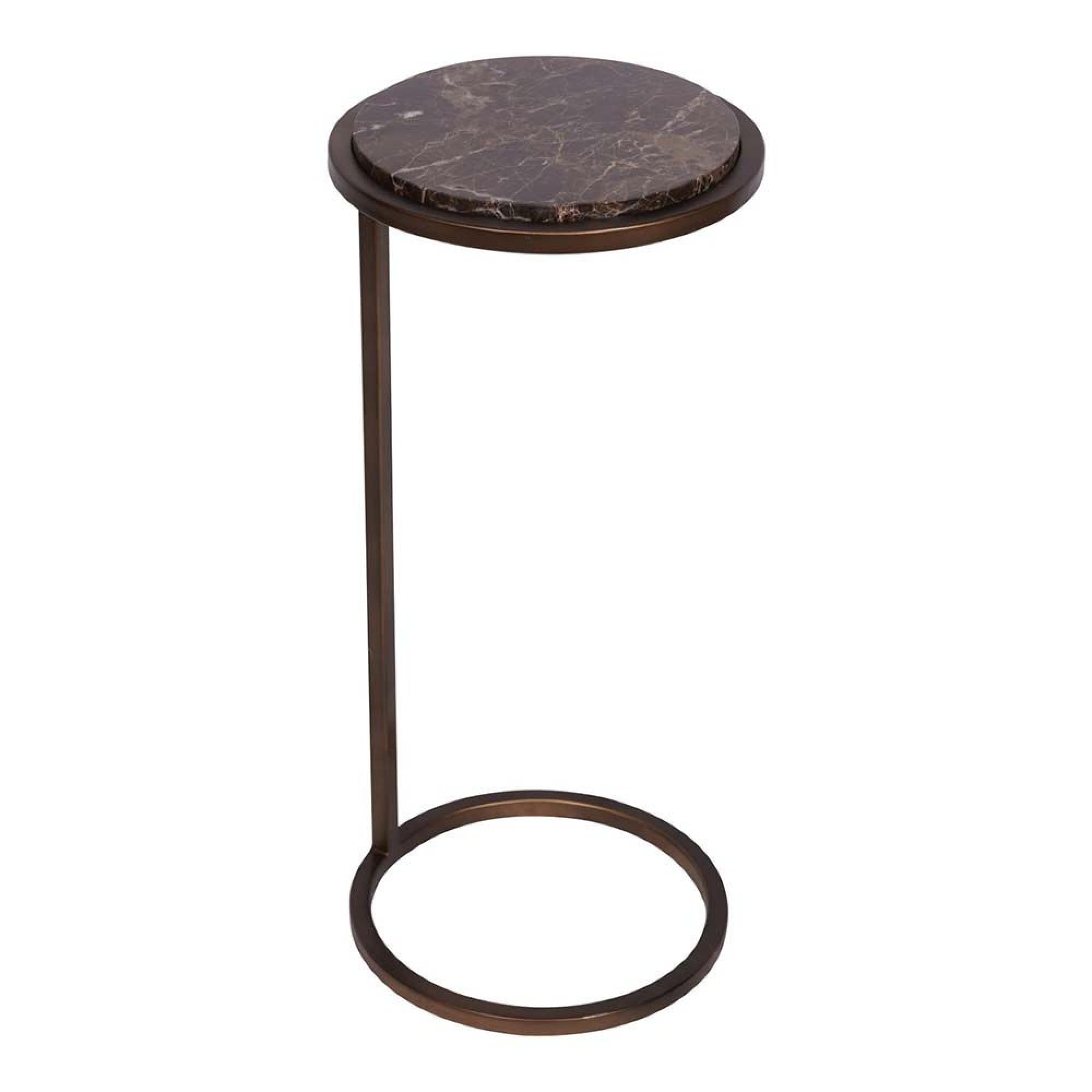 Iota Accent Table - Brown Emperador Marble - Round