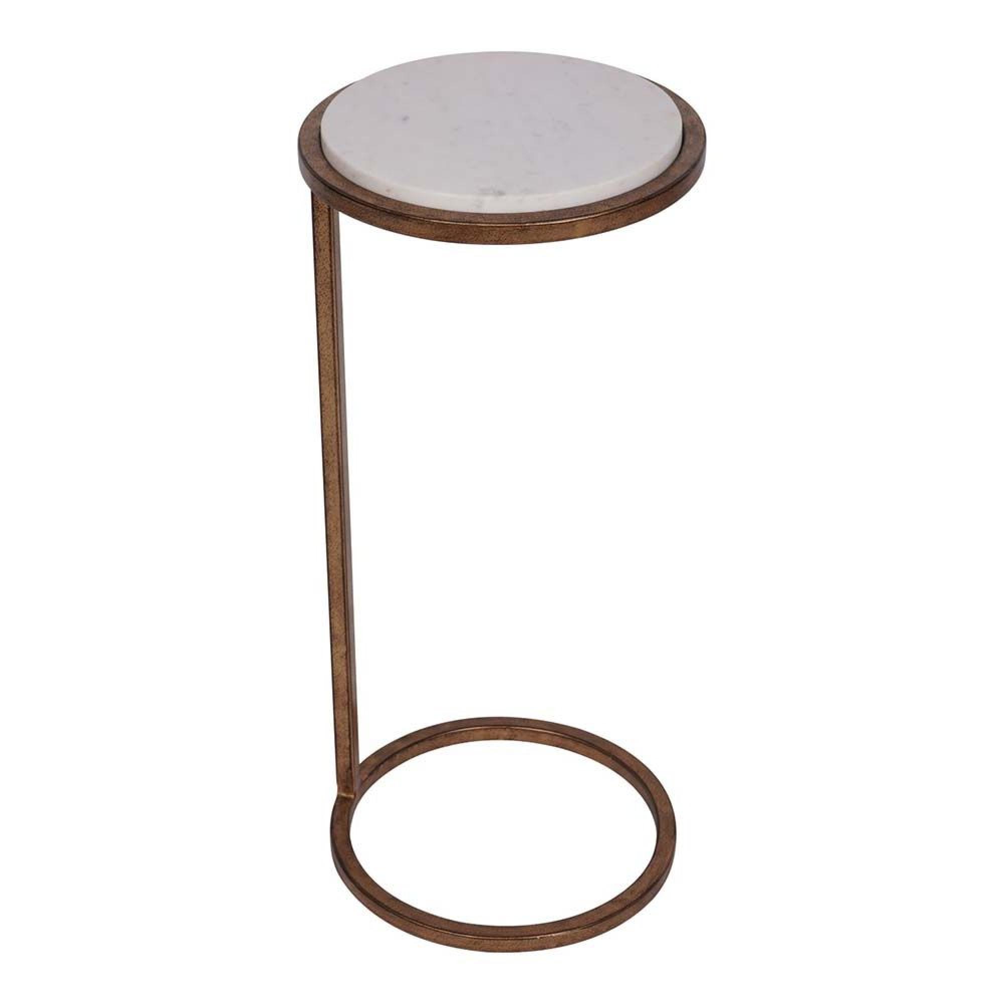 Iota Accent Table - White Banswara Marble - Round